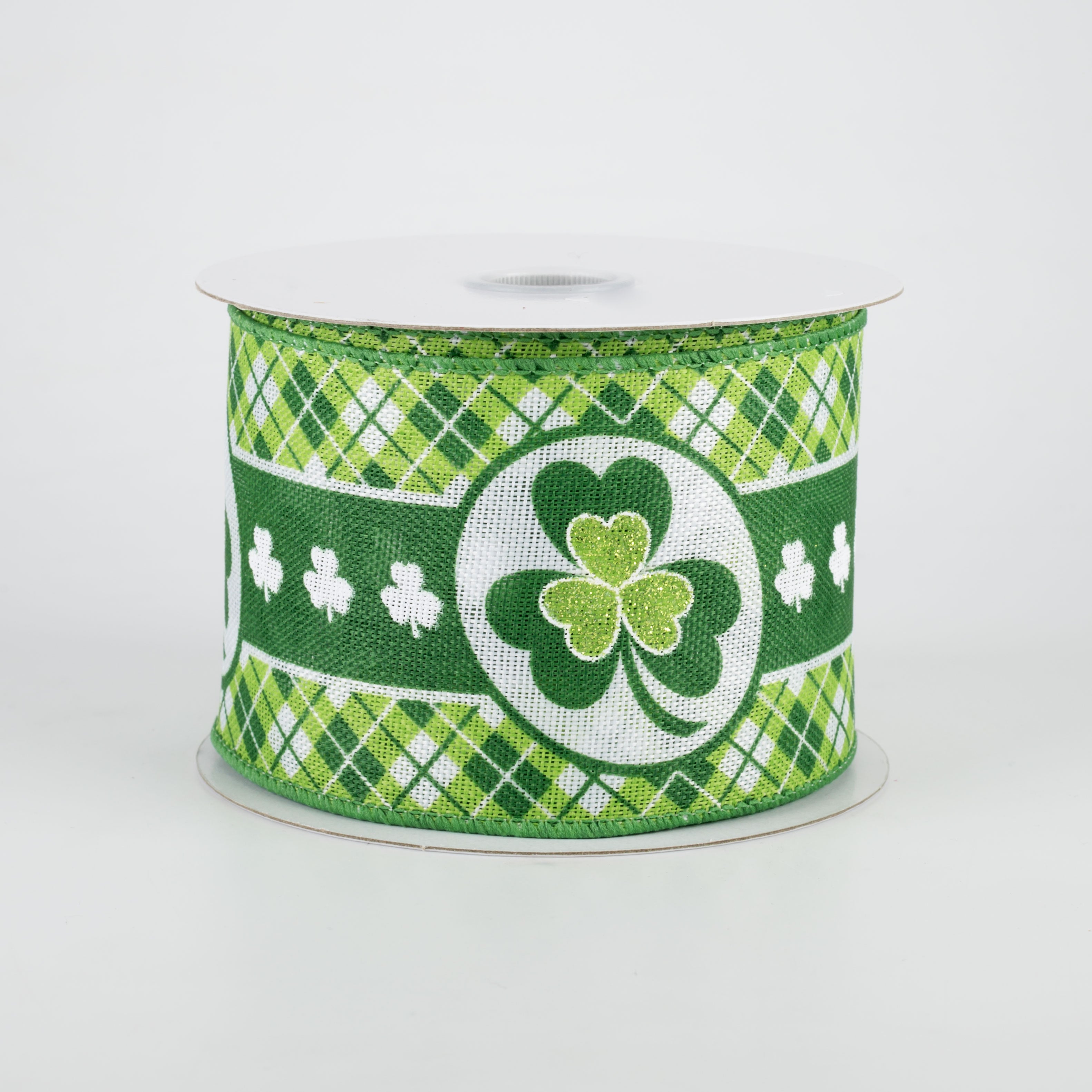 2.5" Shamrock Argyle Edge Ribbon (10 Yards)