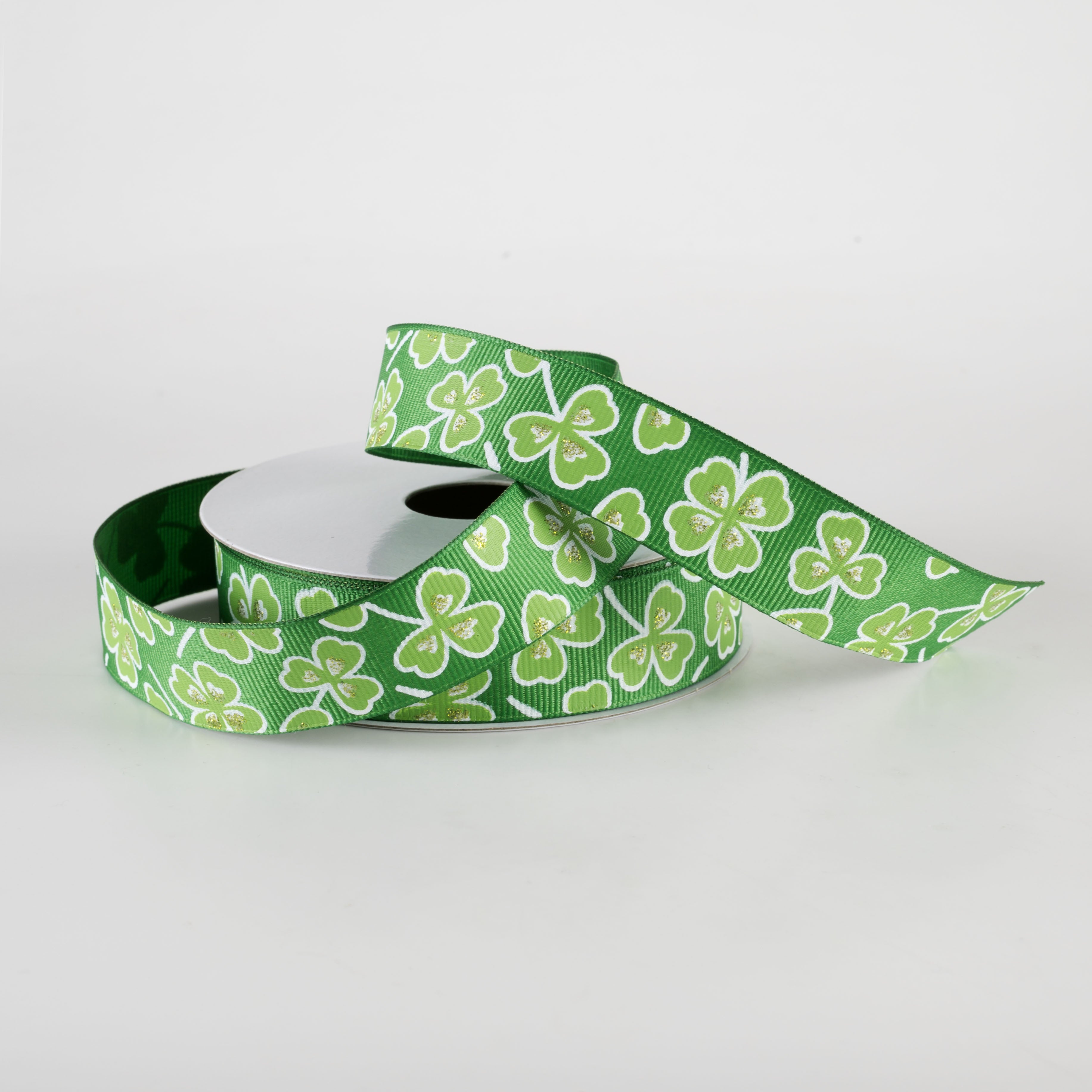 7/8" Shamrocks Ribbon: Emerald & Lime Green (10 Yards) Lifestyle Photo