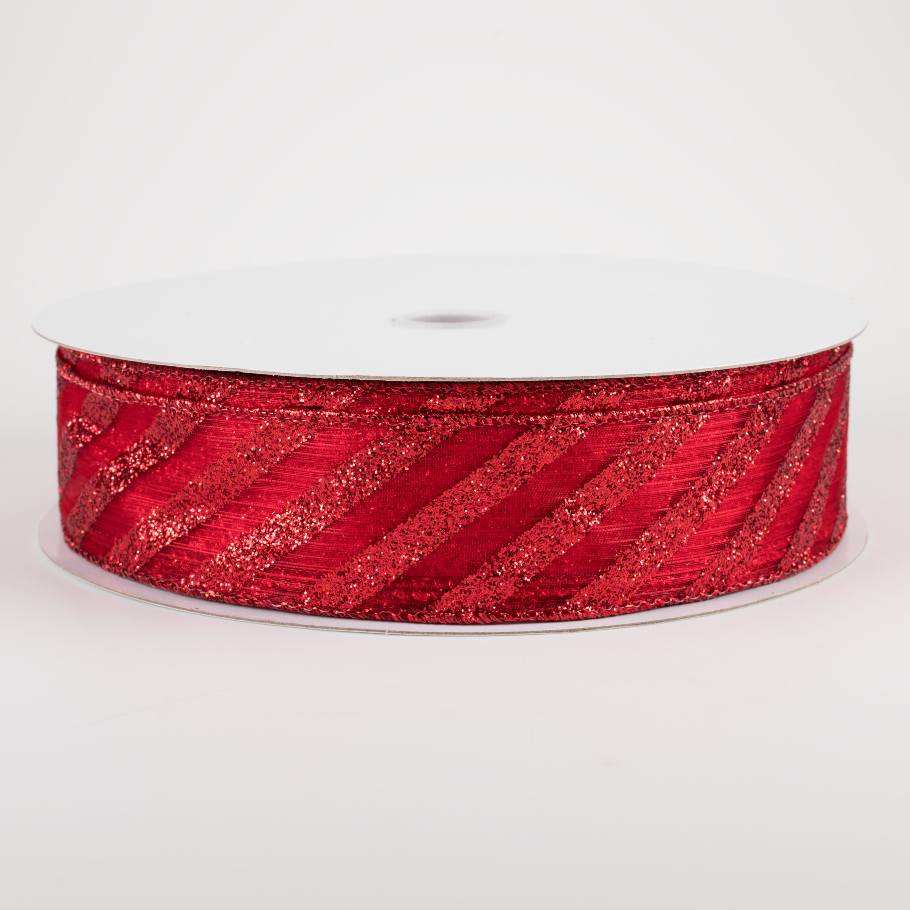 1.5" Sheer & Metallic Red Candy Cane Stripe Ribbon (50 Yards)