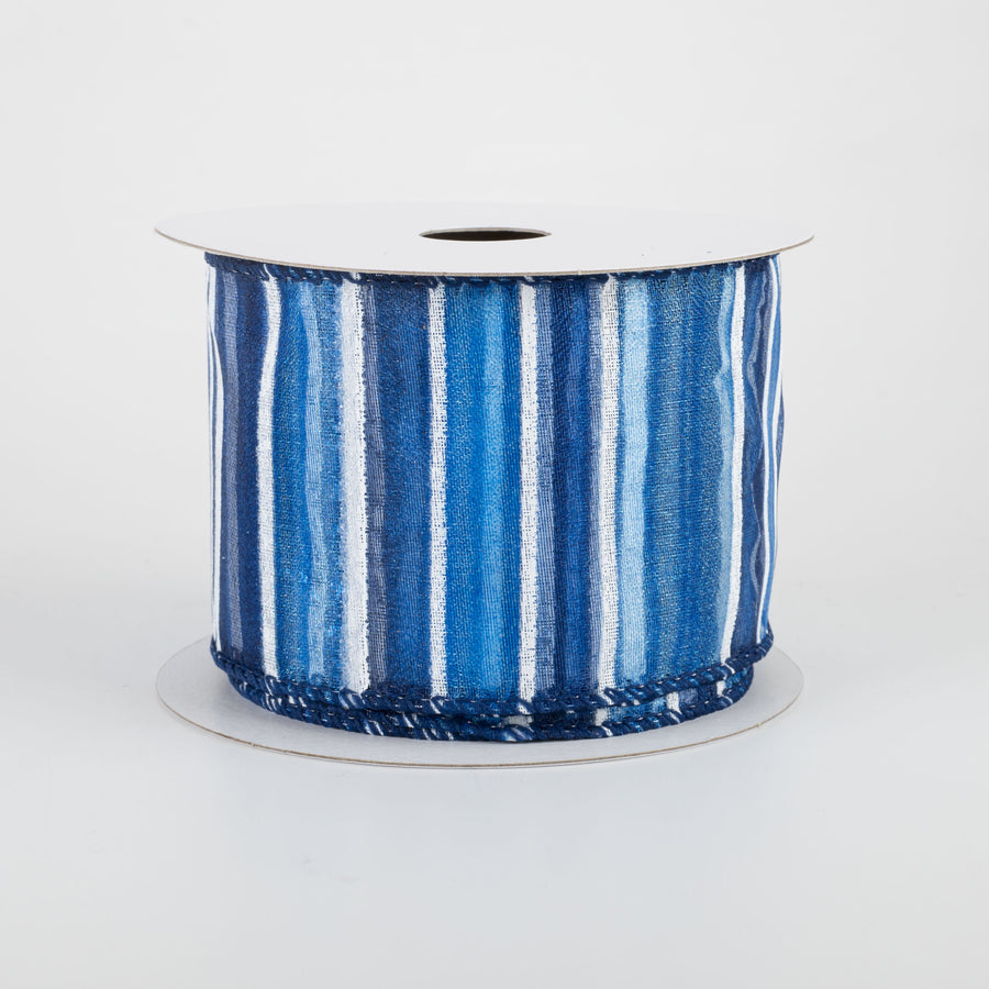2.5" Sheer Stripes Ribbon: Blue (10 Yards) Item Number: 41127-40-27