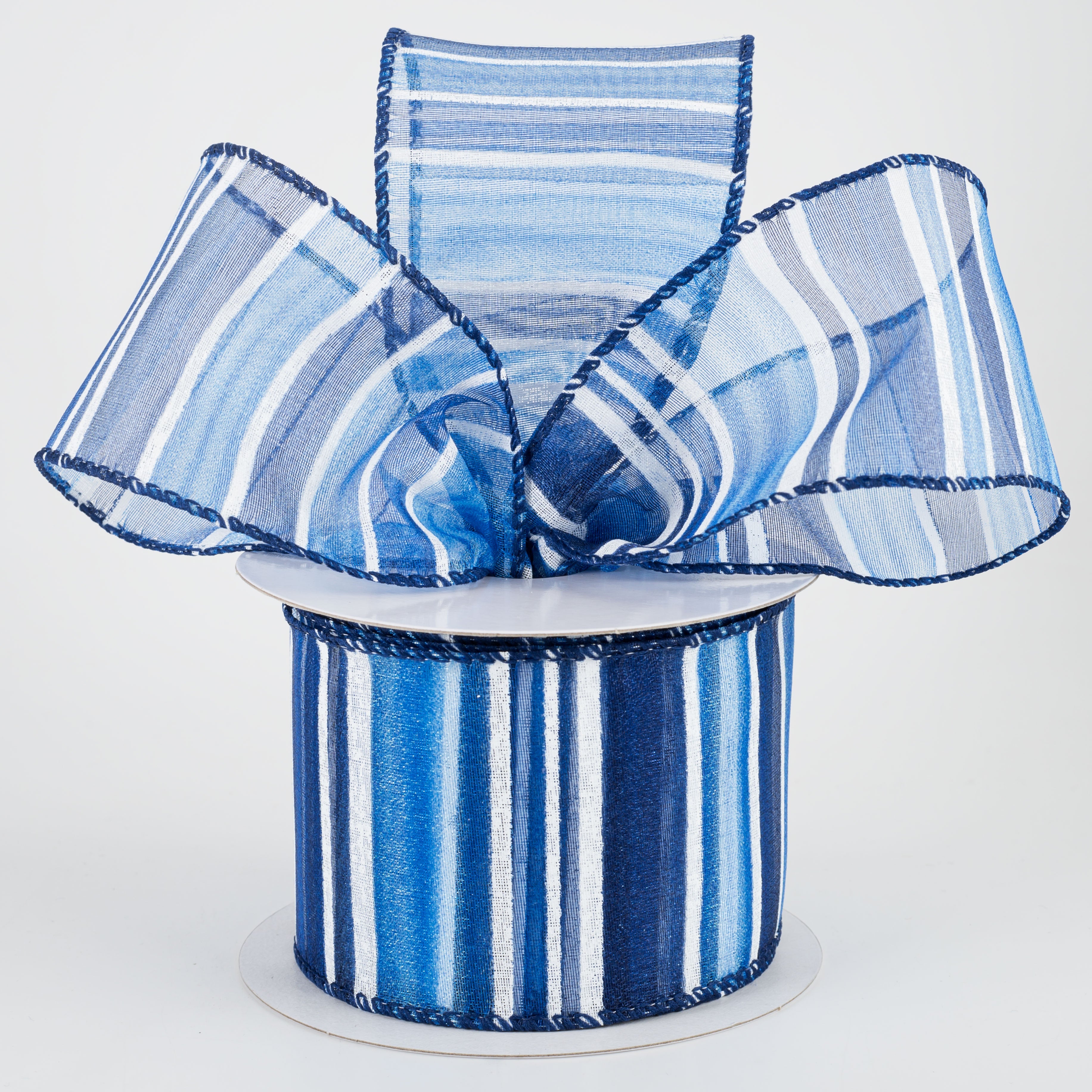 2.5" Sheer Stripes Ribbon: Blue (10 Yards) Lifestyle Photo