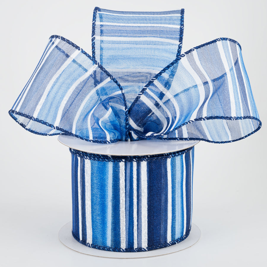 2.5" Sheer Stripes Ribbon: Blue (10 Yards) Lifestyle Photo