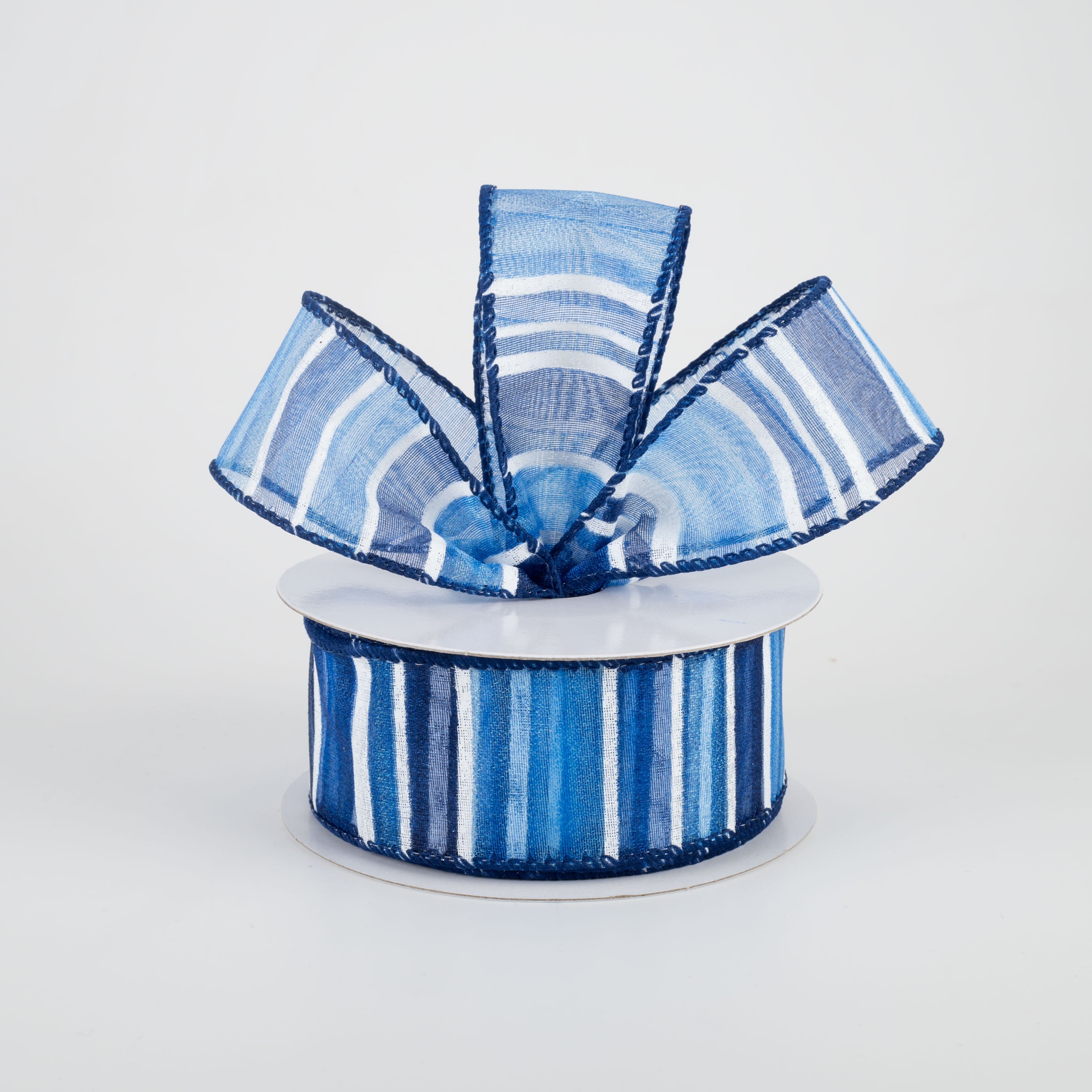 1.5" Sheer Stripes Ribbon: Blue (10 Yards) Lifestyle Photo