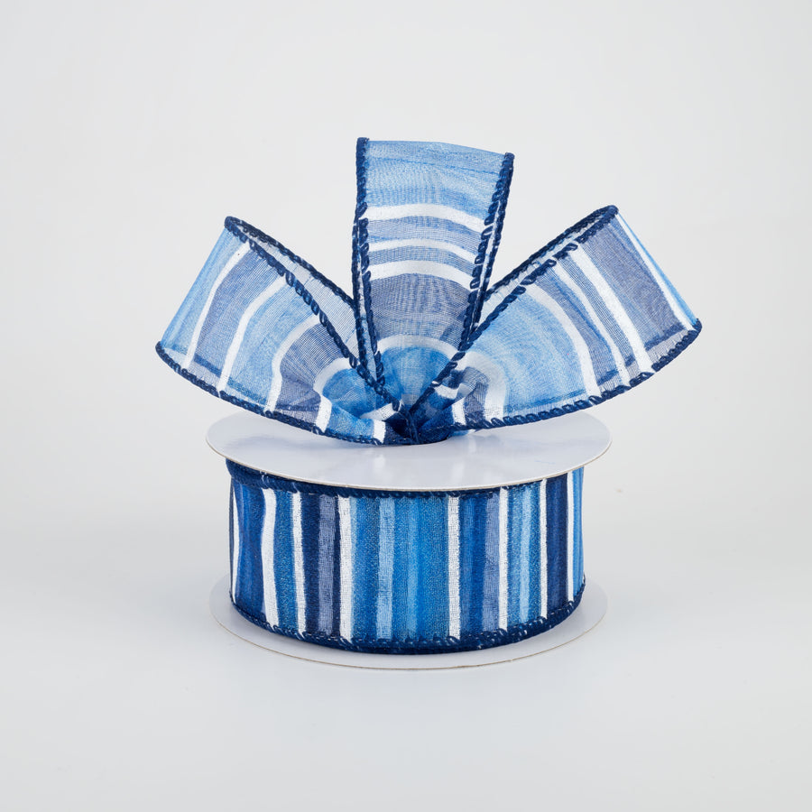 1.5" Sheer Stripes Ribbon: Blue (10 Yards) Lifestyle Photo