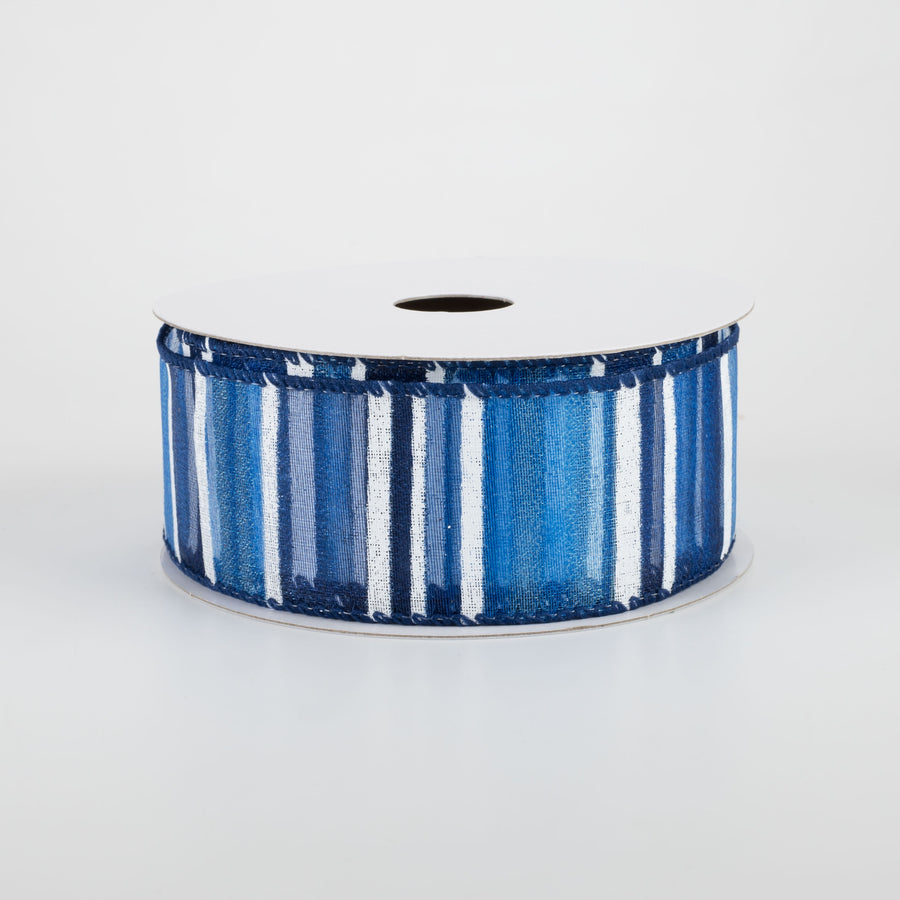 1.5" Sheer Stripes Ribbon: Blue (10 Yards)
