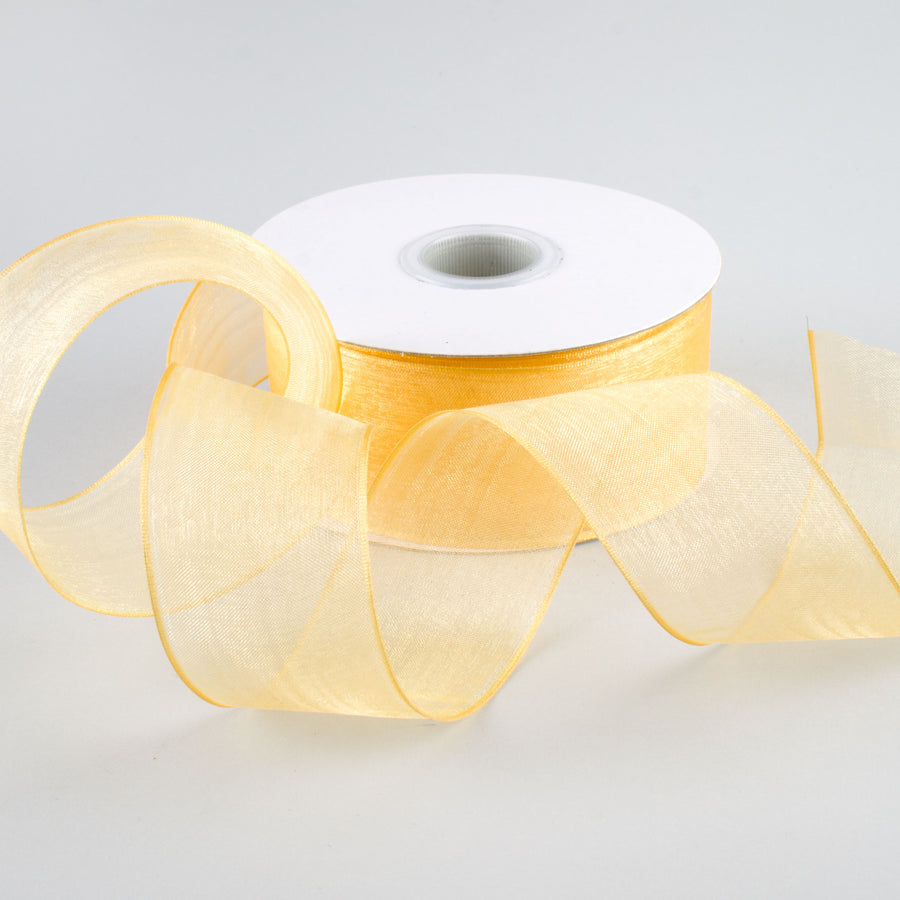 1.5" Sheer Wired Ribbon: Gold (25 Yards) Lifestyle Photo