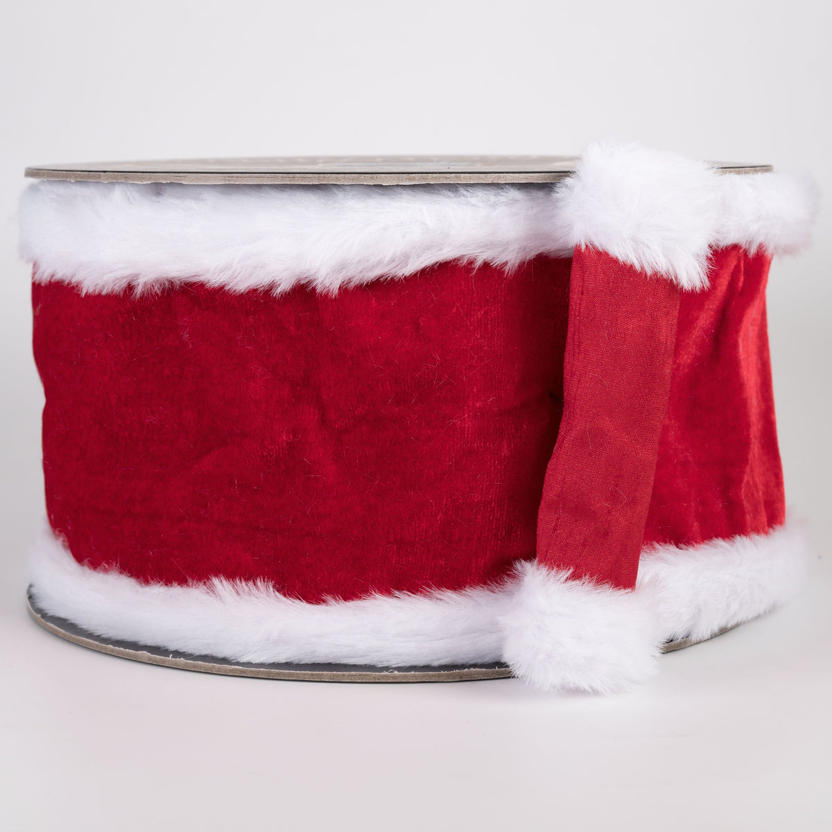 4" Sheldon Velvet & Dupioni Fused Fur Piping Ribbon: Christmas Red (10 Yards) Item Number: RR0007