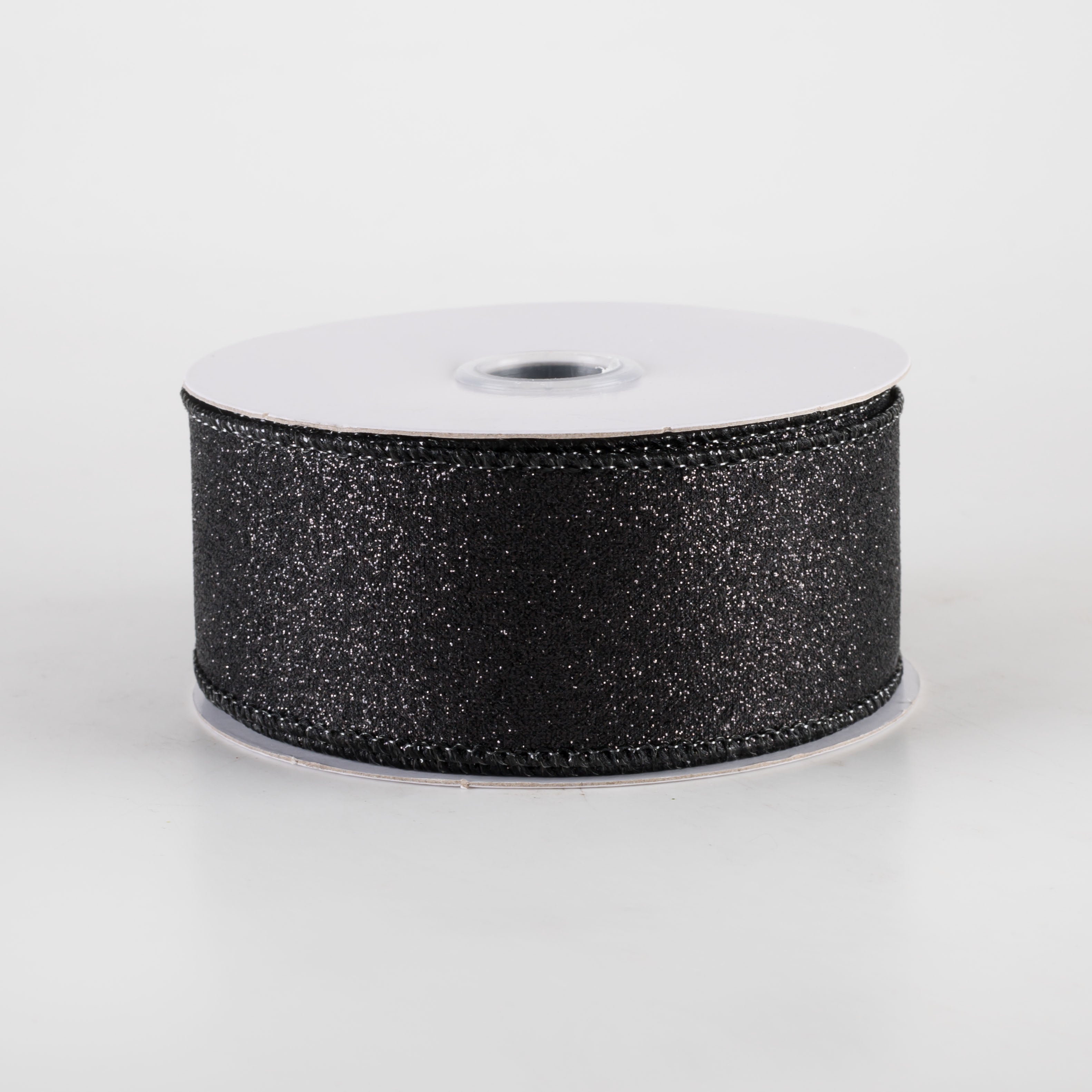 1.5" Shimmer Glitter Ribbon: Black (10 Yards)