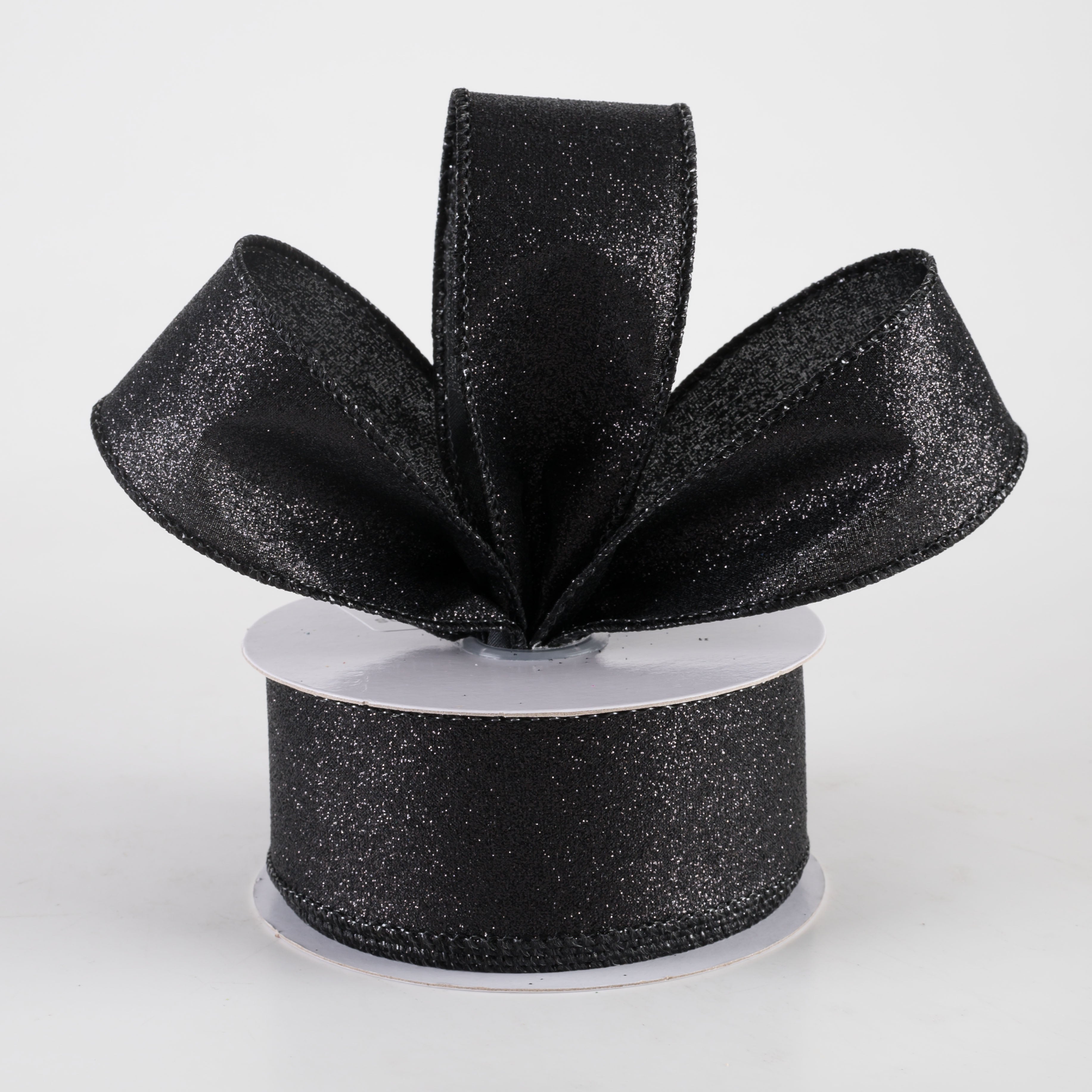 1.5" Shimmer Glitter Ribbon: Black (10 Yards) Lifestyle Photo