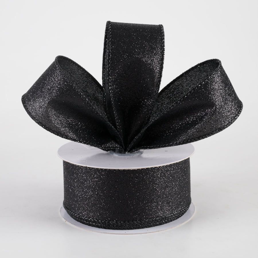 1.5" Shimmer Glitter Ribbon: Black (10 Yards) Lifestyle Photo