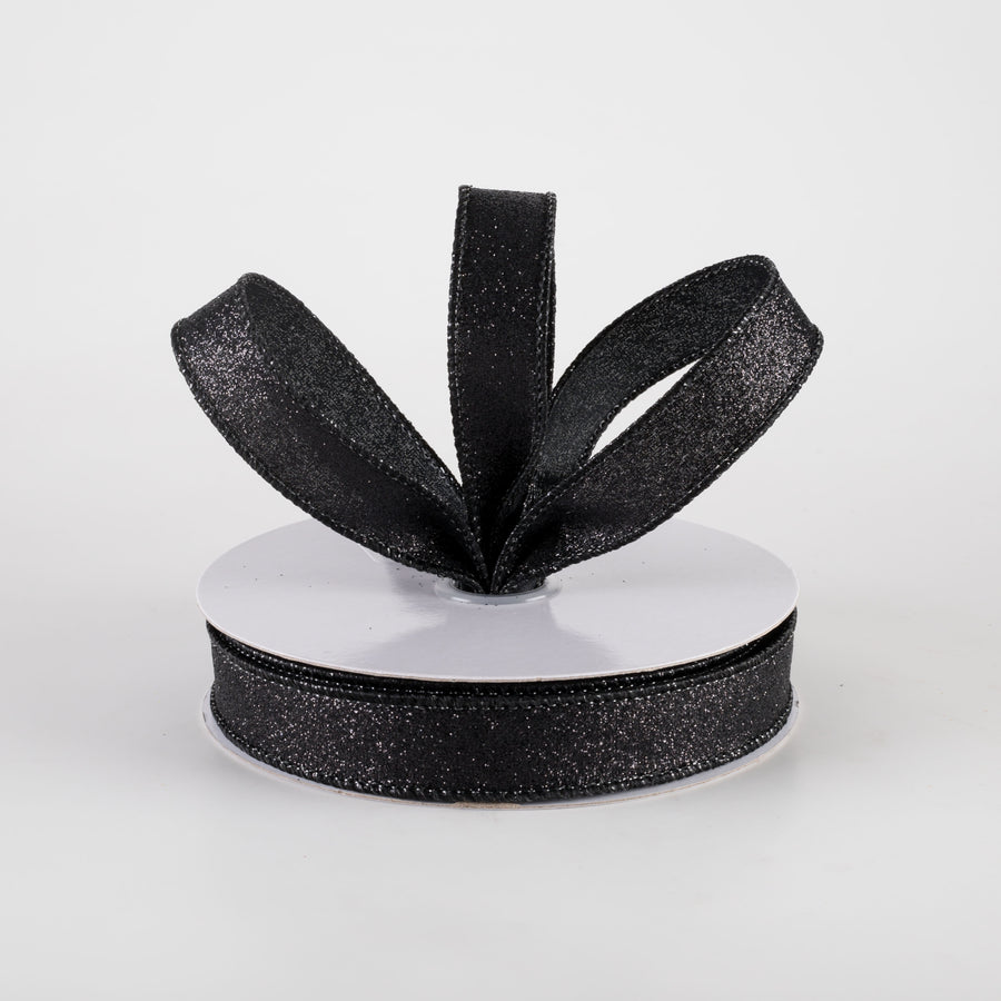 5/8" Shimmer Glitter Ribbon: Black (10 Yards) Lifestyle Photo