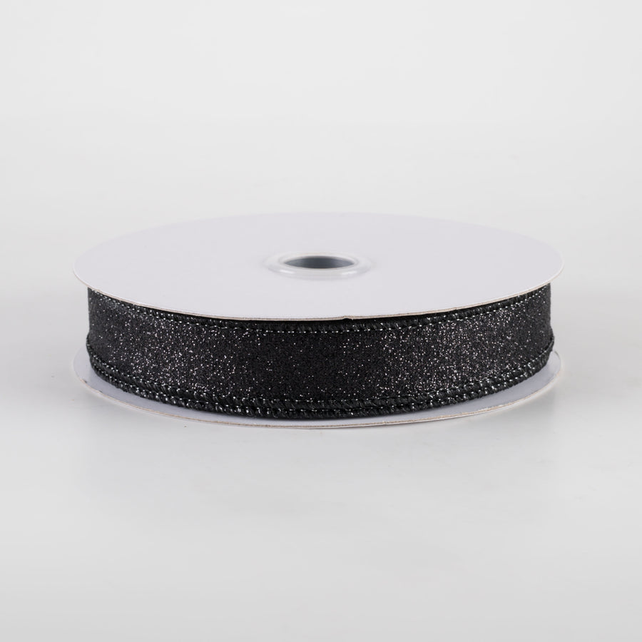 5/8" Shimmer Glitter Ribbon: Black (10 Yards)