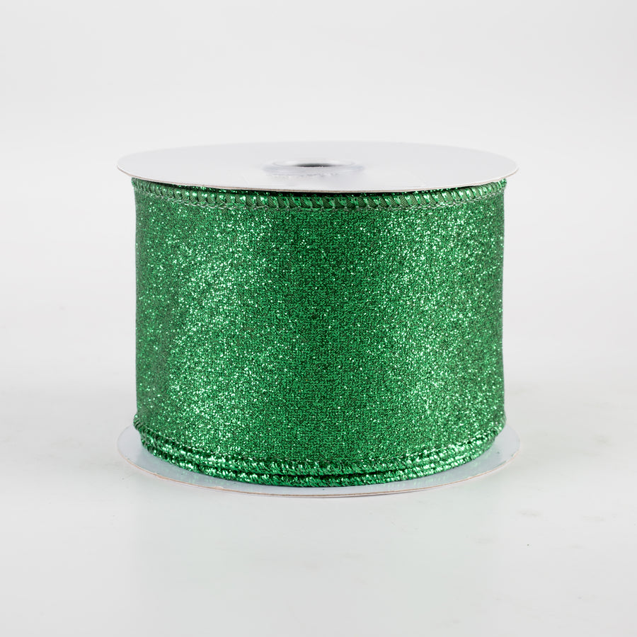 2.5" Shimmer Glitter Ribbon: Emerald Green (10 Yards)