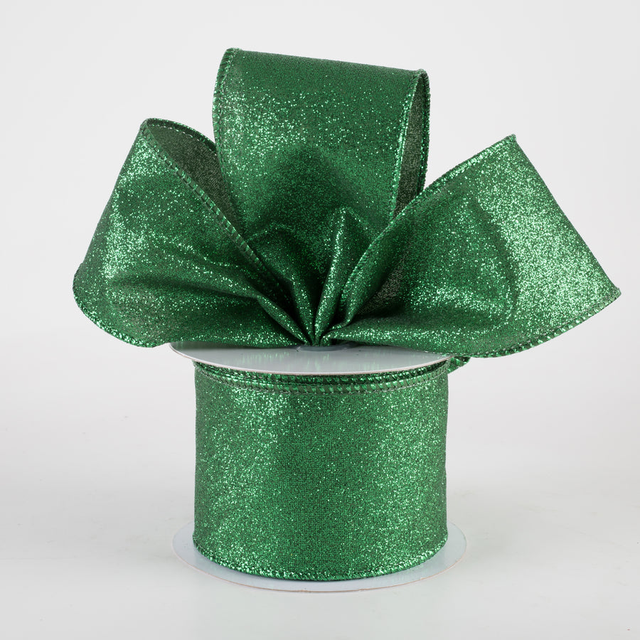 2.5" Shimmer Glitter Ribbon: Emerald Green (10 Yards) Lifestyle Photo