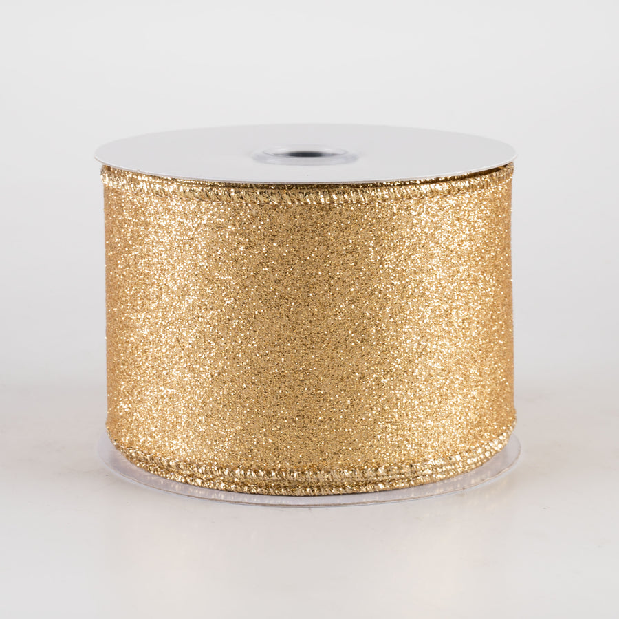 2.5" Shimmer Glitter Ribbon: Gold (10 Yards)