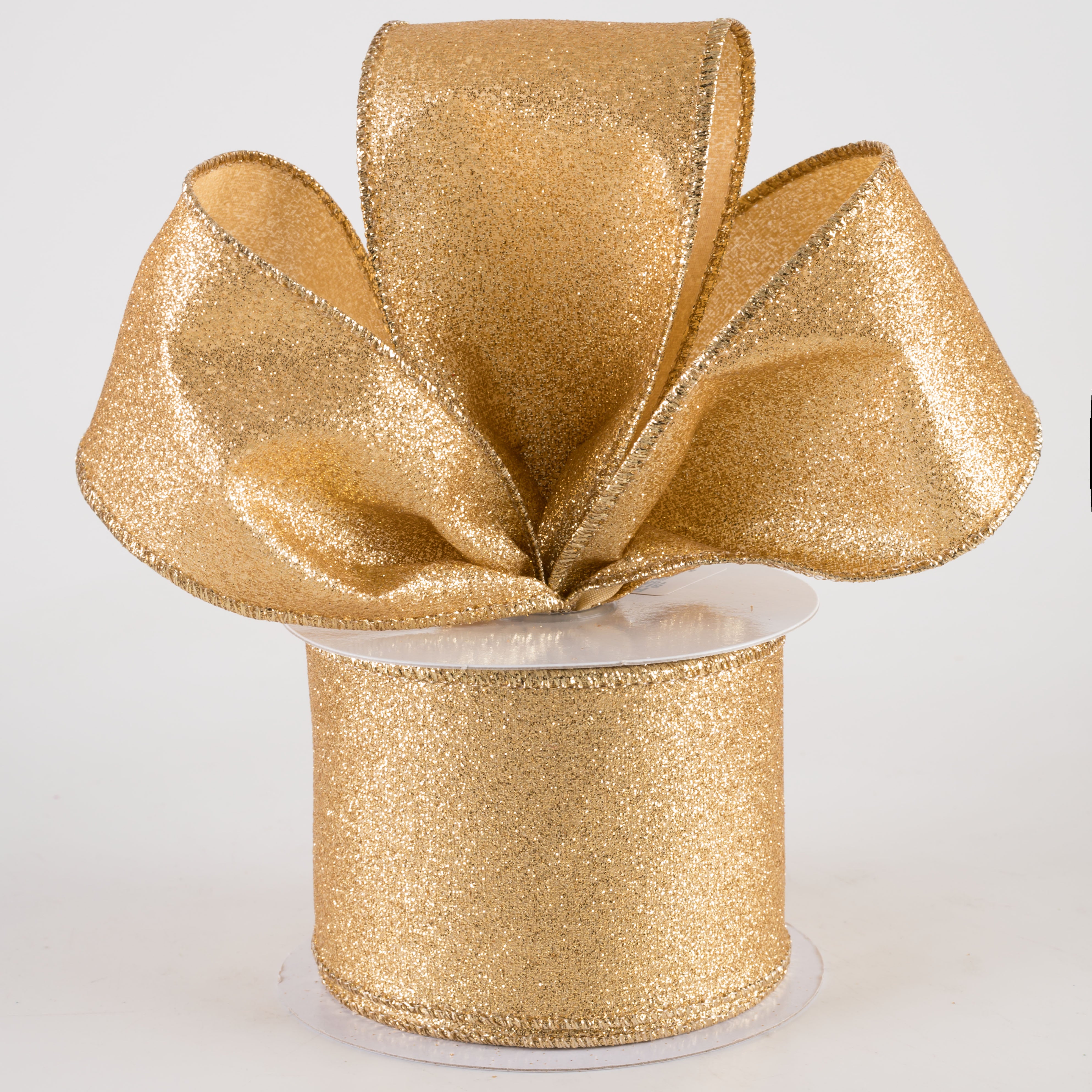 2.5" Shimmer Glitter Ribbon: Gold (10 Yards) Lifestyle Photo