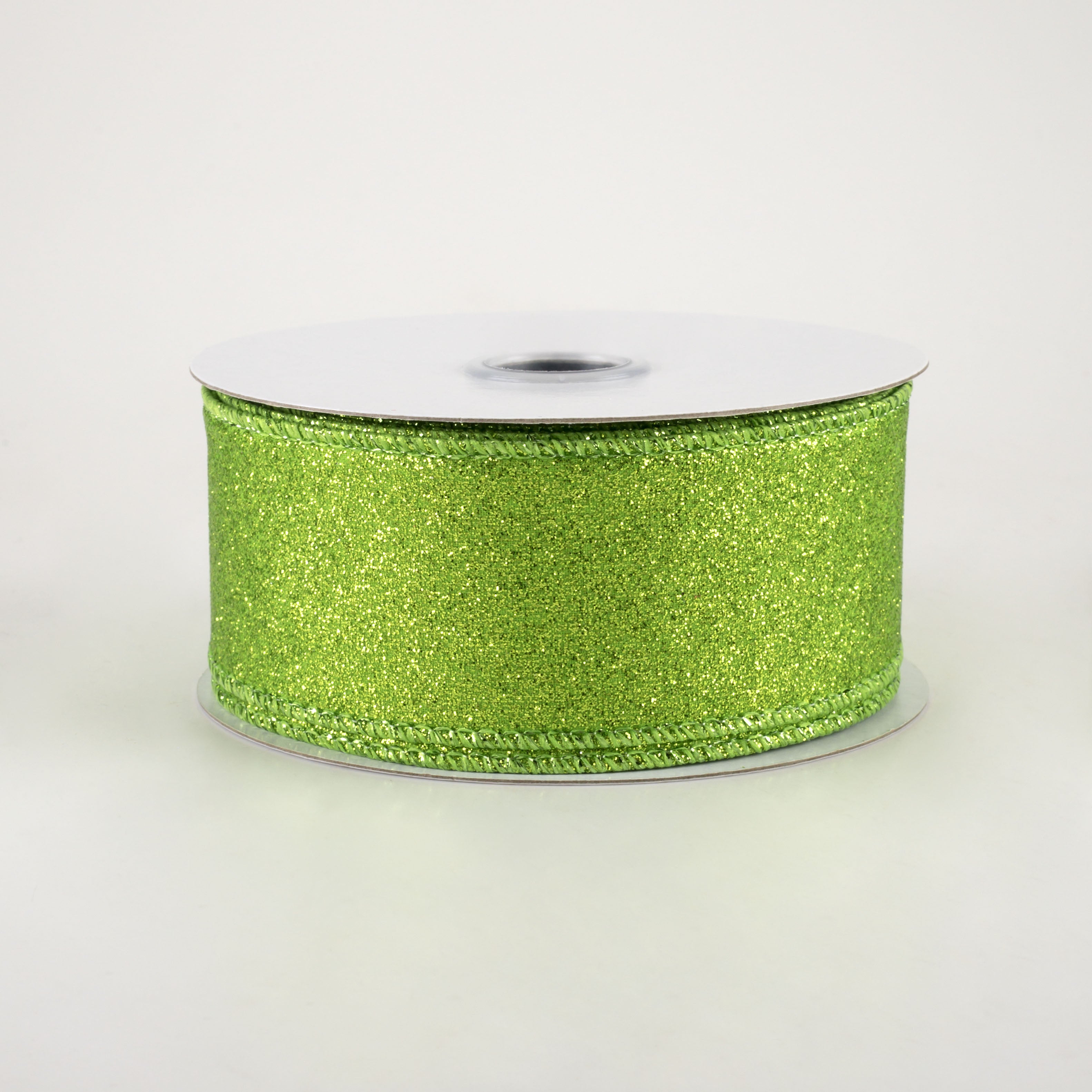 1.5" Shimmer Glitter Ribbon: Lime Green (10 Yards)