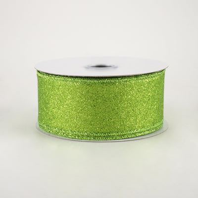 1.5" Shimmer Glitter Ribbon: Lime Green (10 Yards)
