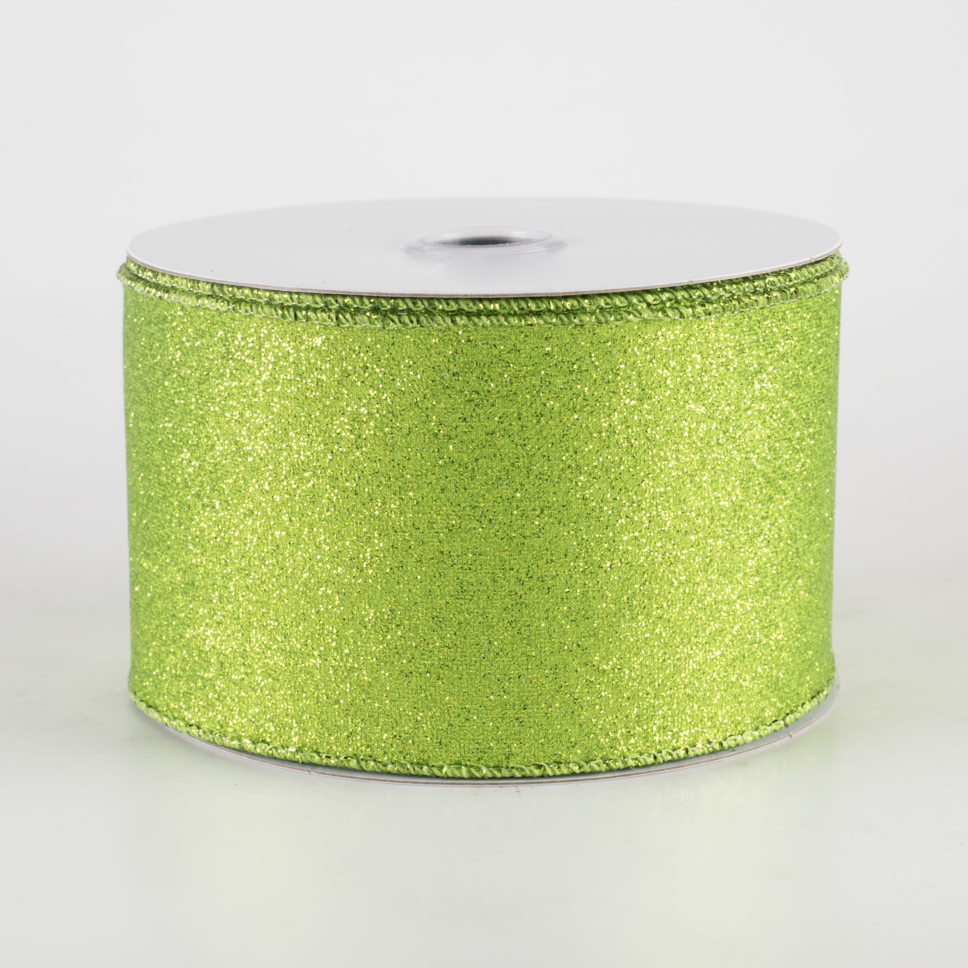 2.5" Shimmer Glitter Ribbon: Lime Green (10 Yards)