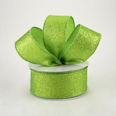 1.5" Shimmer Glitter Ribbon: Lime Green (10 Yards) Lifestyle Photo