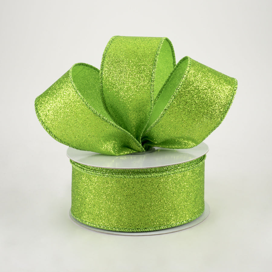 1.5" Shimmer Glitter Ribbon: Lime Green (10 Yards) Lifestyle Photo