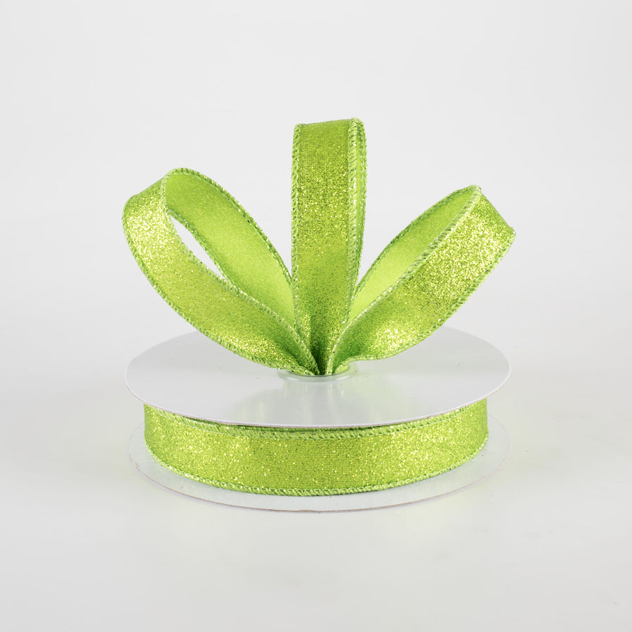 5/8" Shimmer Glitter Ribbon: Lime Green (10 Yards) Lifestyle Photo