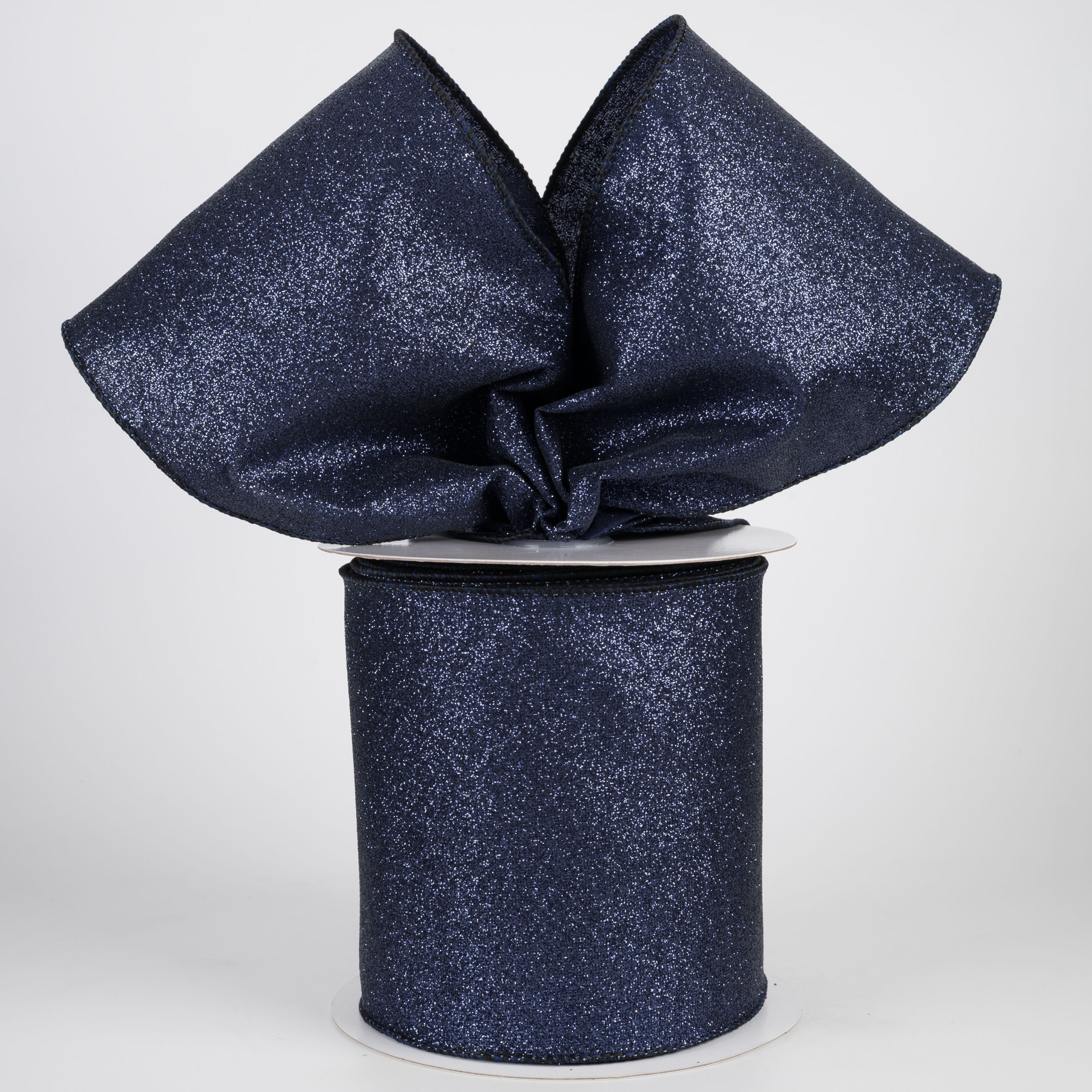 4" Shimmer Glitter Ribbon: Navy Blue (10 Yards) Lifestyle Photo