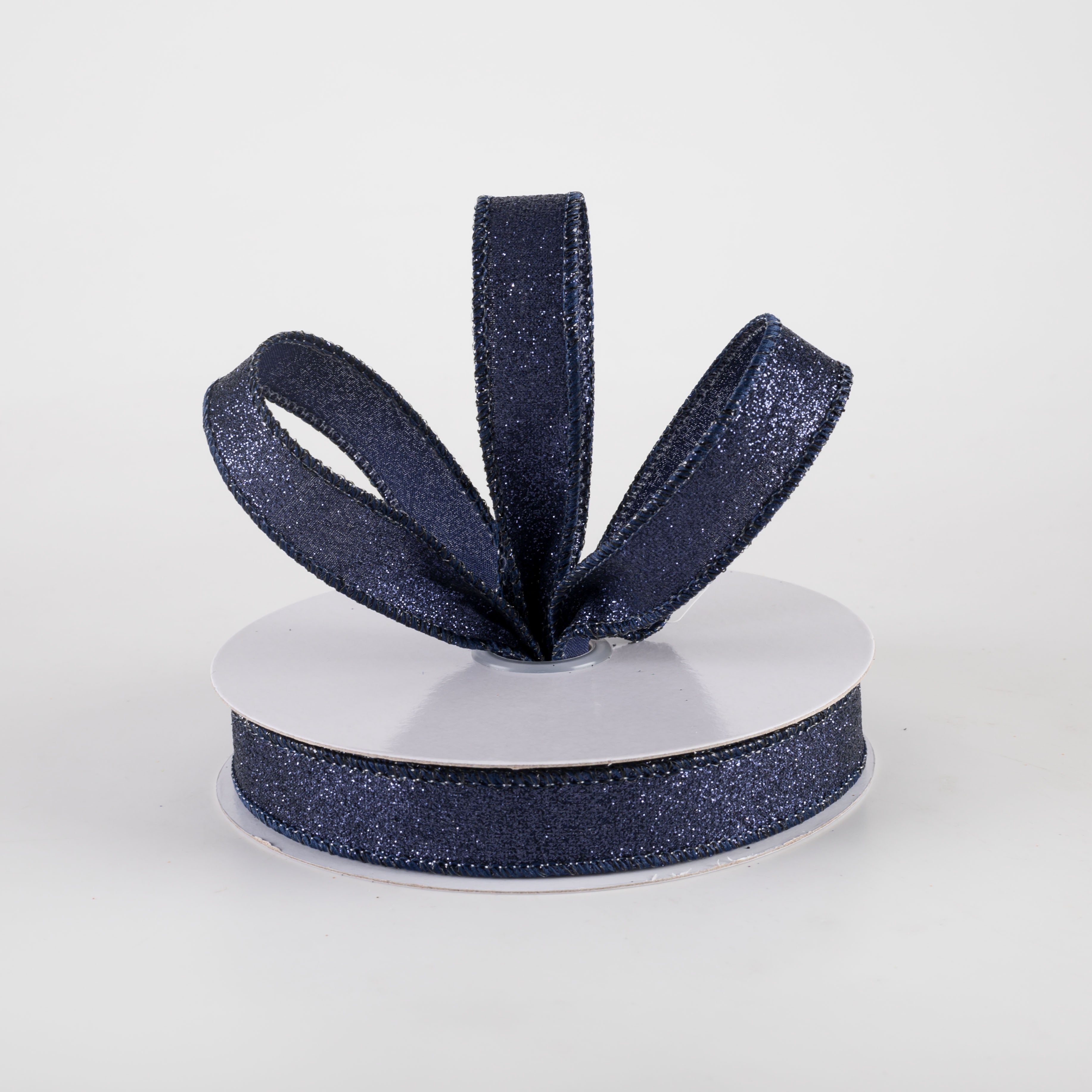 5/8" Shimmer Glitter Ribbon: Navy Blue (10 Yards) Lifestyle Photo