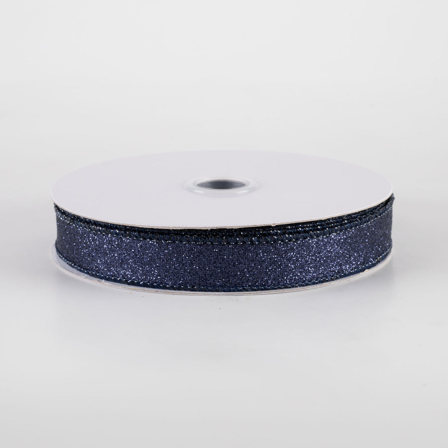 5/8" Shimmer Glitter Ribbon: Navy Blue (10 Yards)