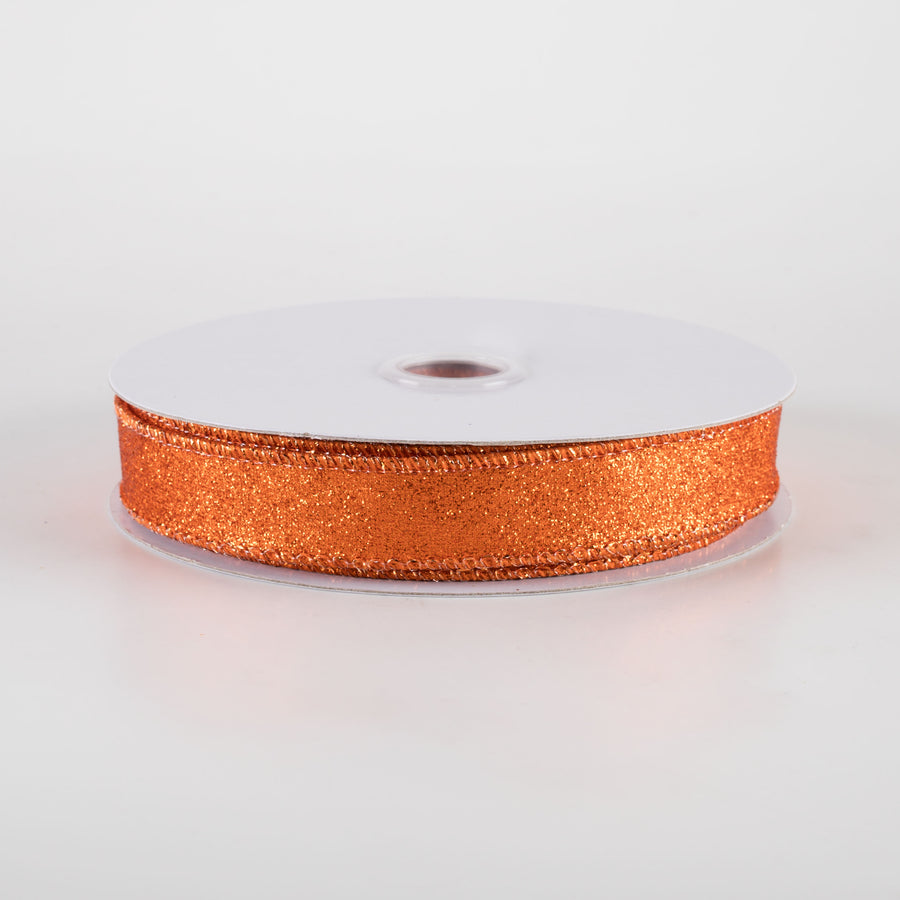 5/8" Shimmer Glitter Ribbon: Orange (10 Yards)