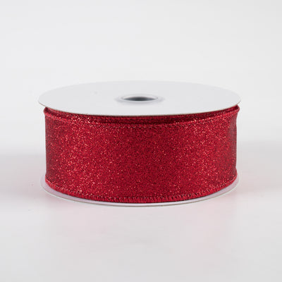 1.5" Shimmer Glitter Ribbon: Red (10 Yards)