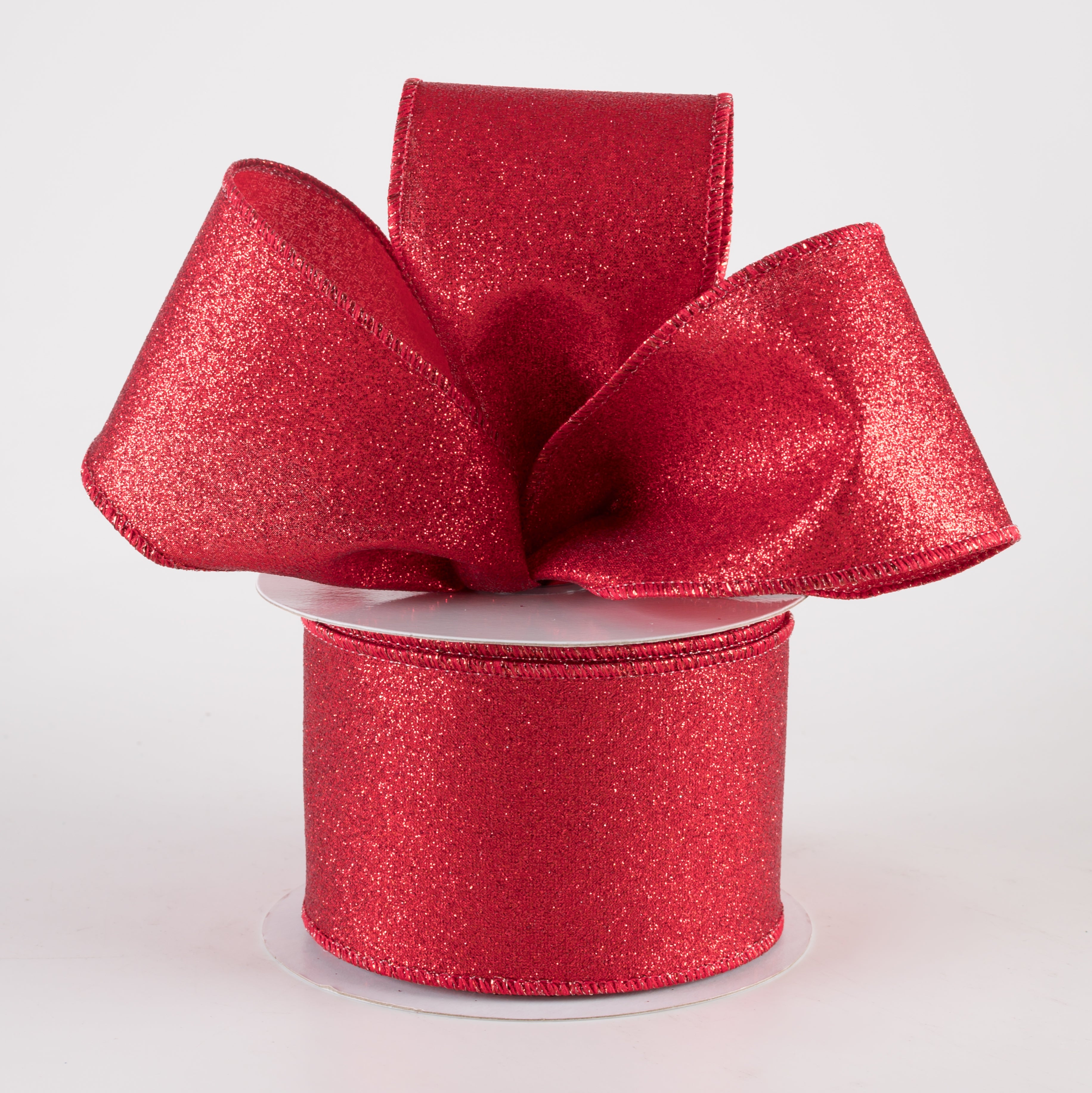 2.5" Shimmer Glitter Ribbon: Red (10 Yards) Lifestyle Photo
