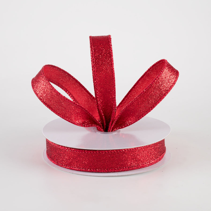 5/8" Shimmer Glitter Ribbon: Red (10 Yards) Lifestyle Photo