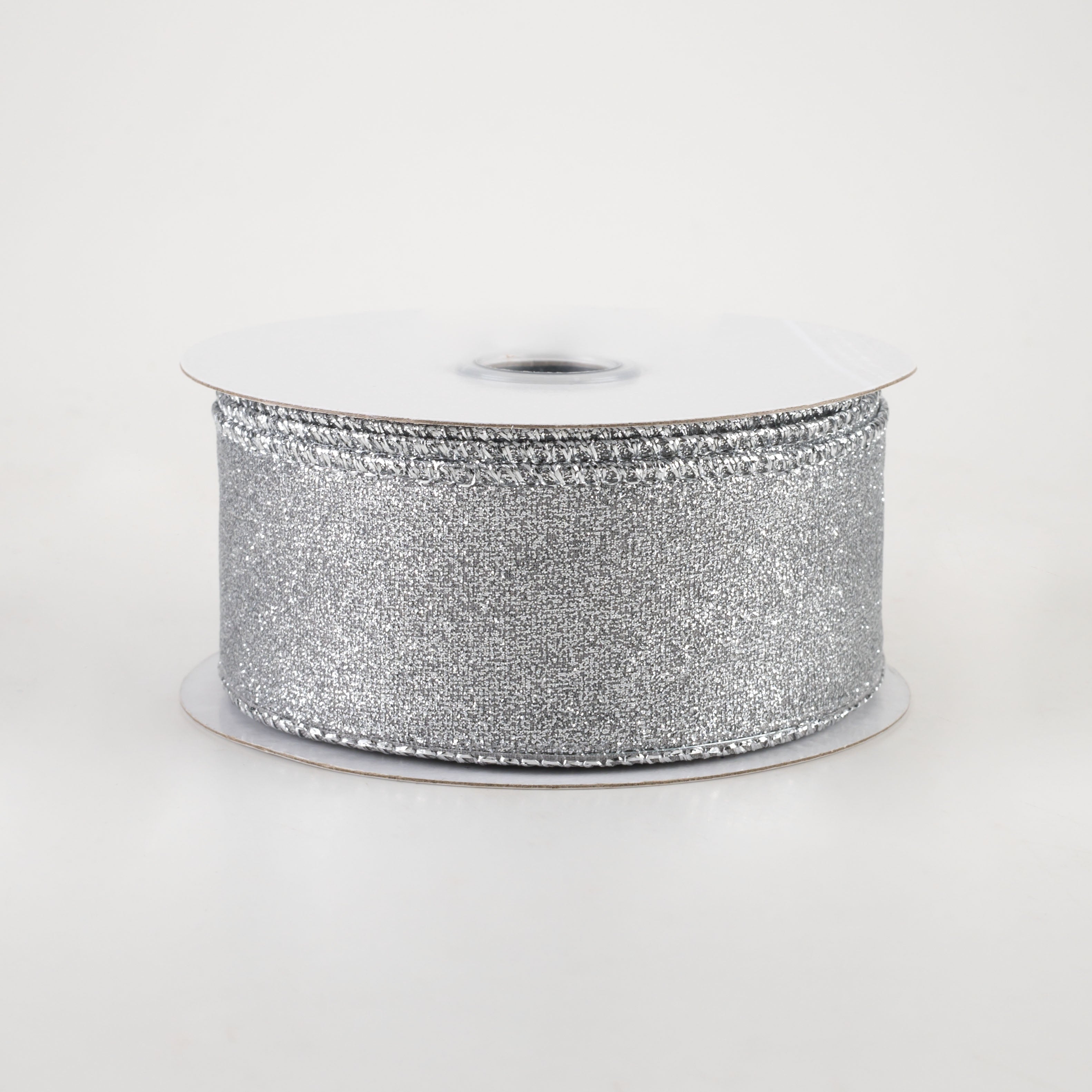 1.5" Shimmer Glitter Ribbon: Silver (10 Yards)
