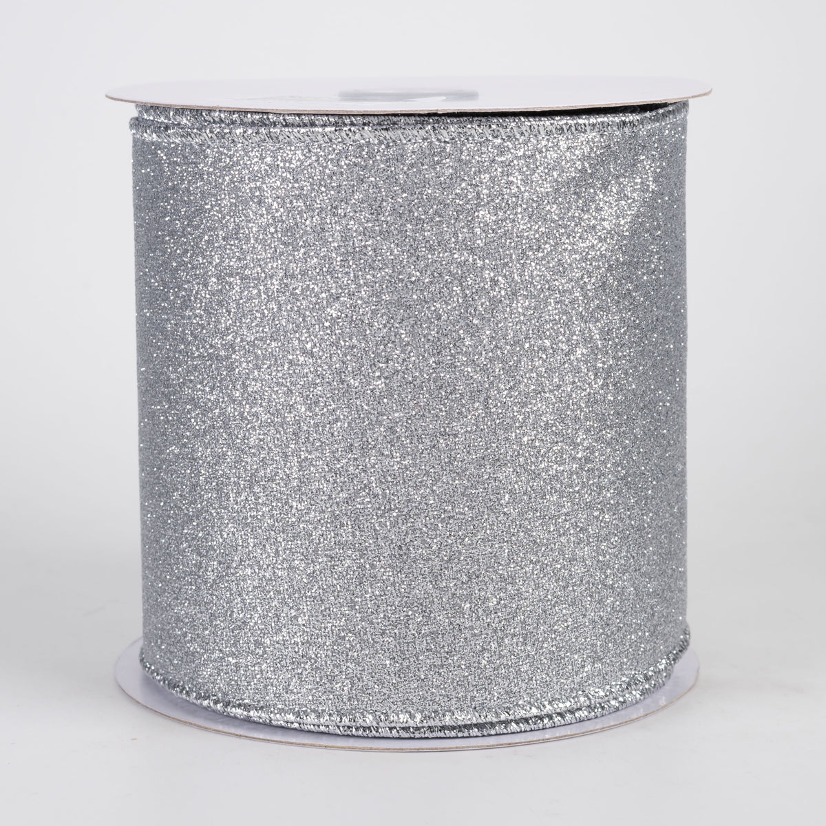 4" Shimmer Glitter Ribbon: Silver (10 Yards) Item Number: RGC159826