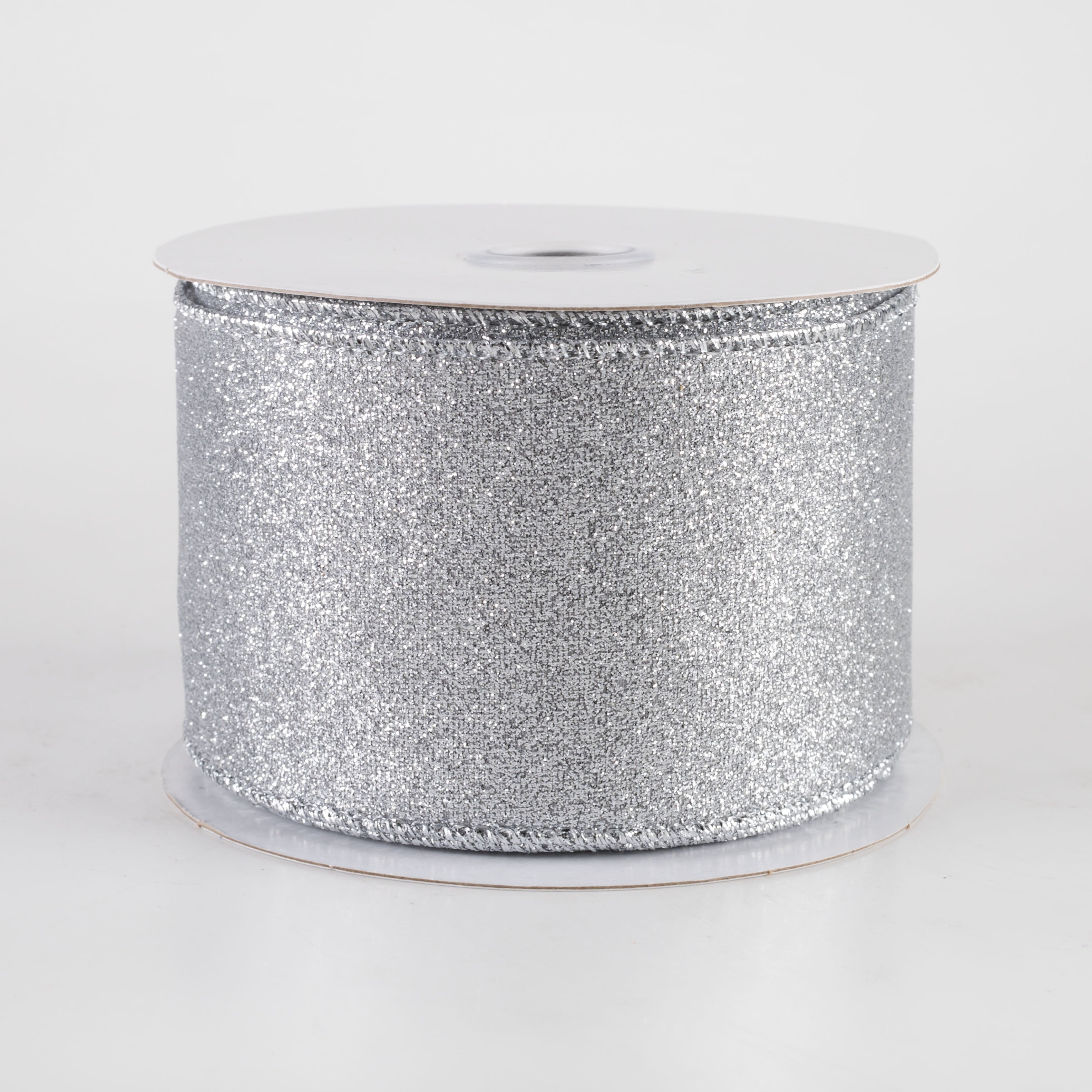 2.5" Shimmer Glitter Ribbon: Silver (10 Yards)