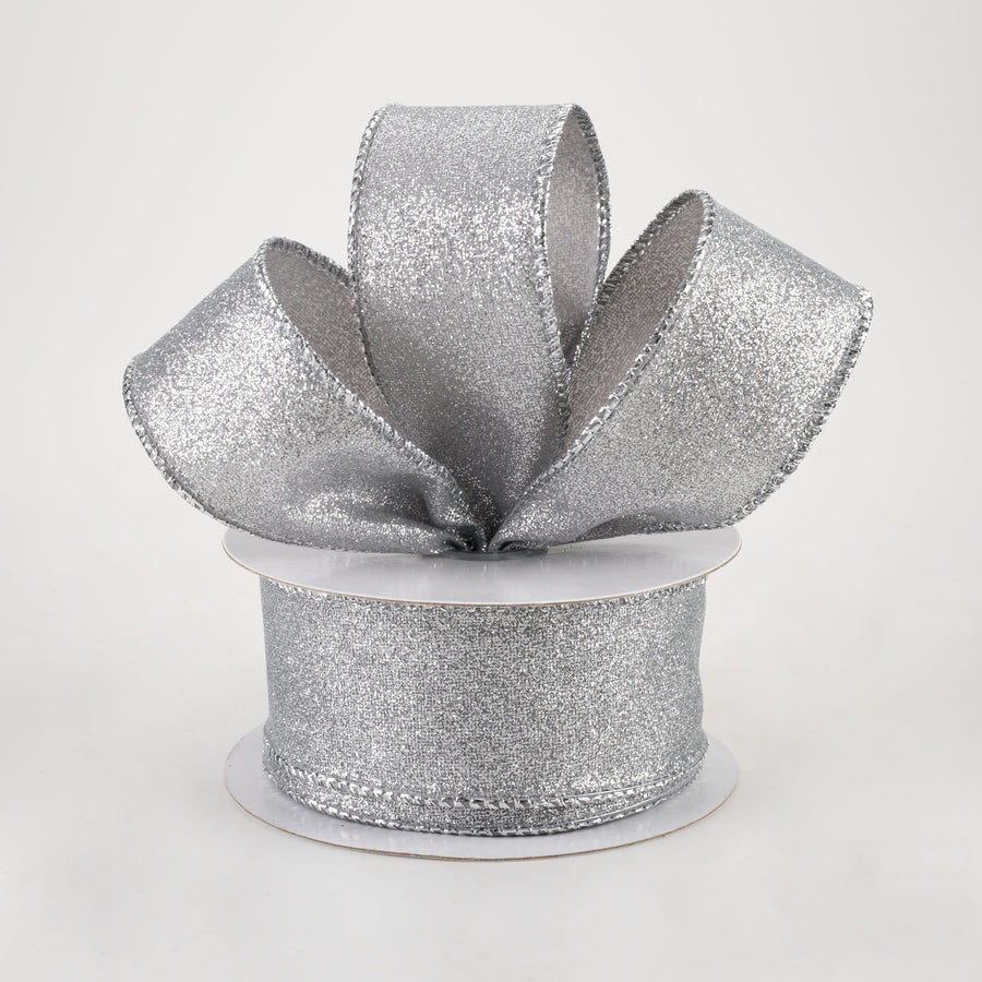 1.5" Shimmer Glitter Ribbon: Silver (10 Yards) Lifestyle Photo