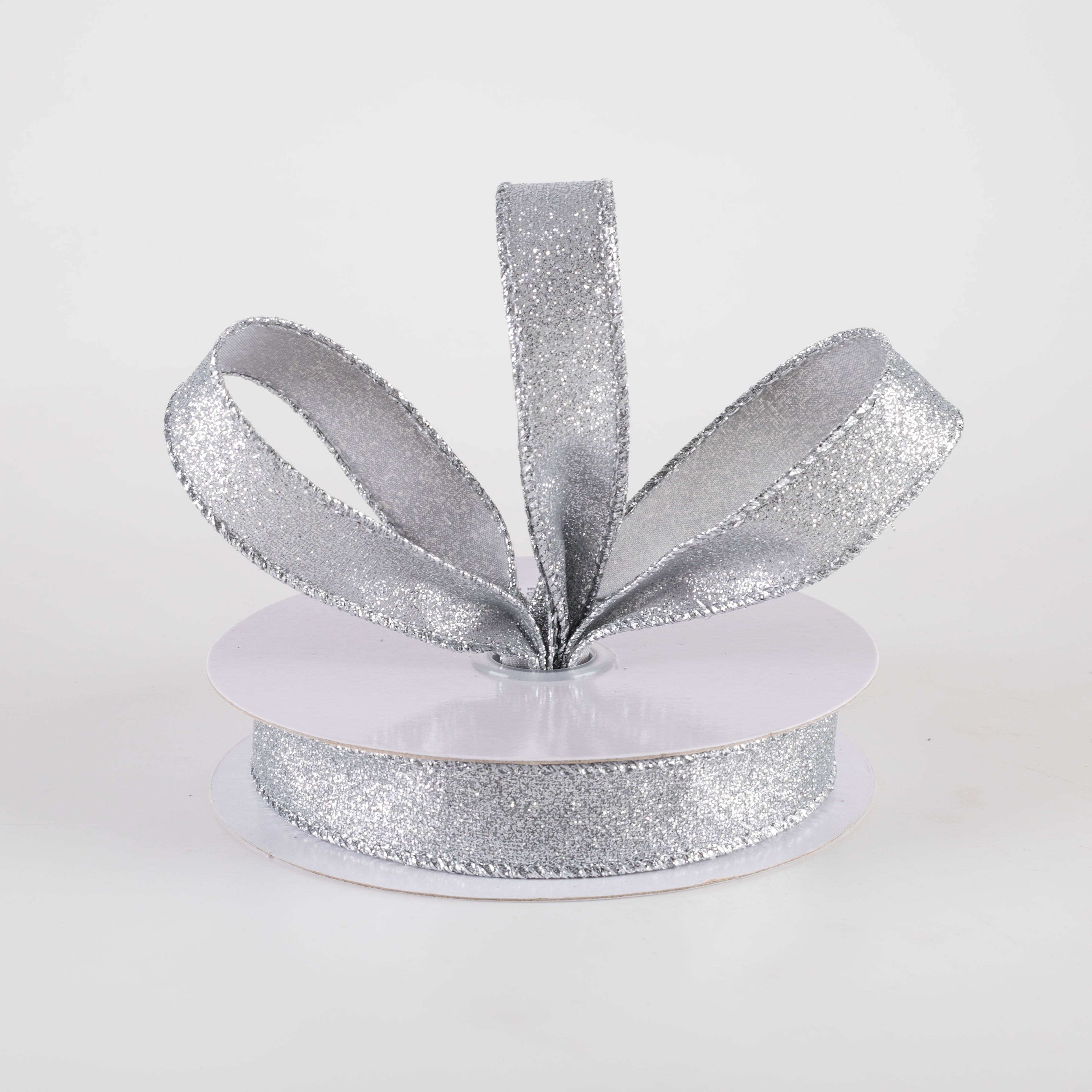 5/8" Shimmer Glitter Ribbon: Silver (10 Yards) Lifestyle Photo