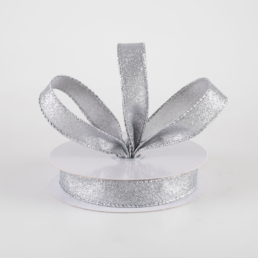 5/8" Shimmer Glitter Ribbon: Silver (10 Yards) Lifestyle Photo