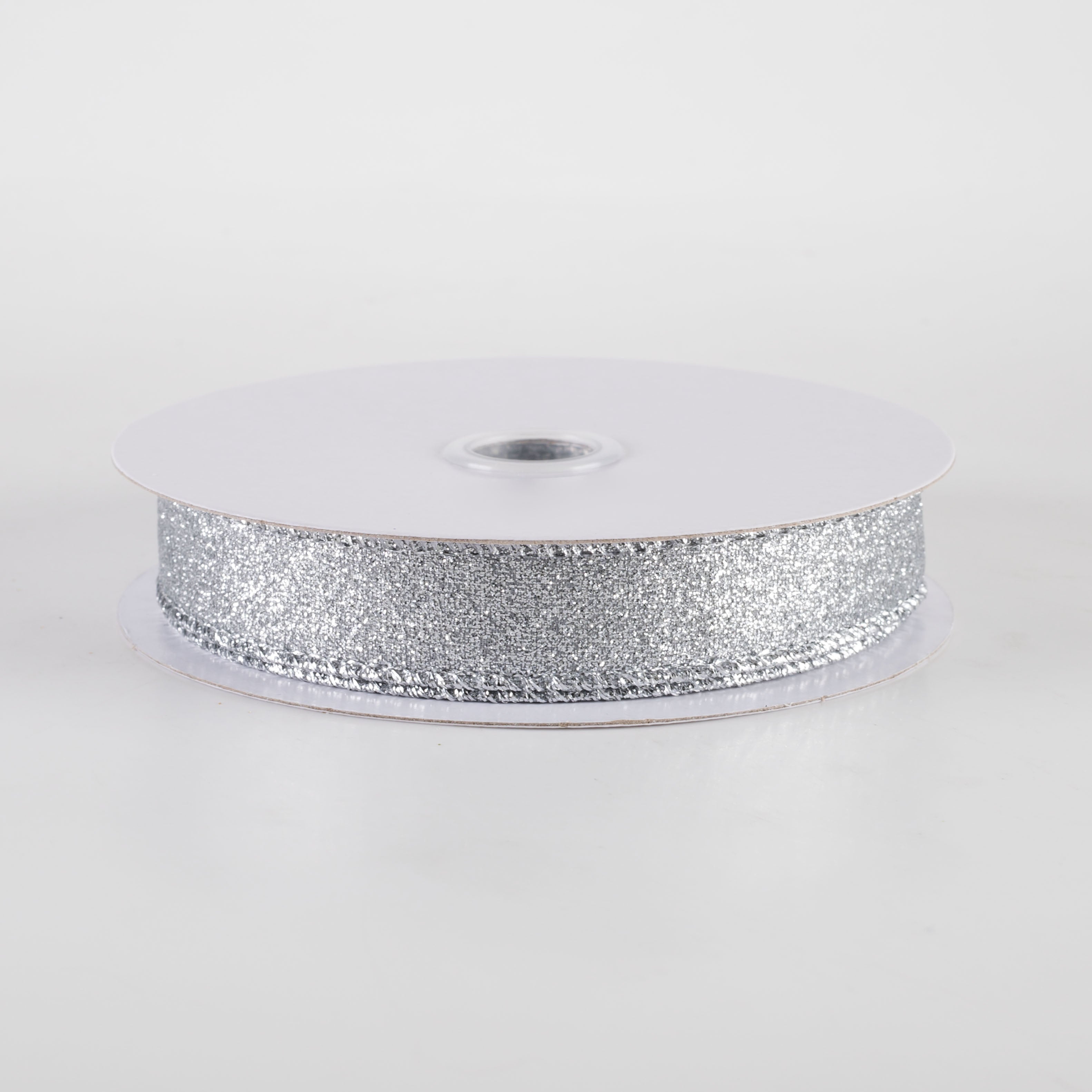 5/8" Shimmer Glitter Ribbon: Silver (10 Yards)