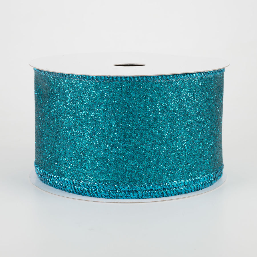 2.5" Shimmer Glitter Ribbon: Teal (10 Yards)