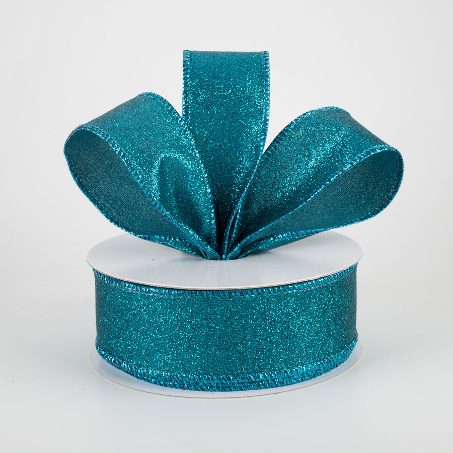 1.5" Shimmer Glitter Ribbon: Teal (10 Yards) Lifestyle Photo