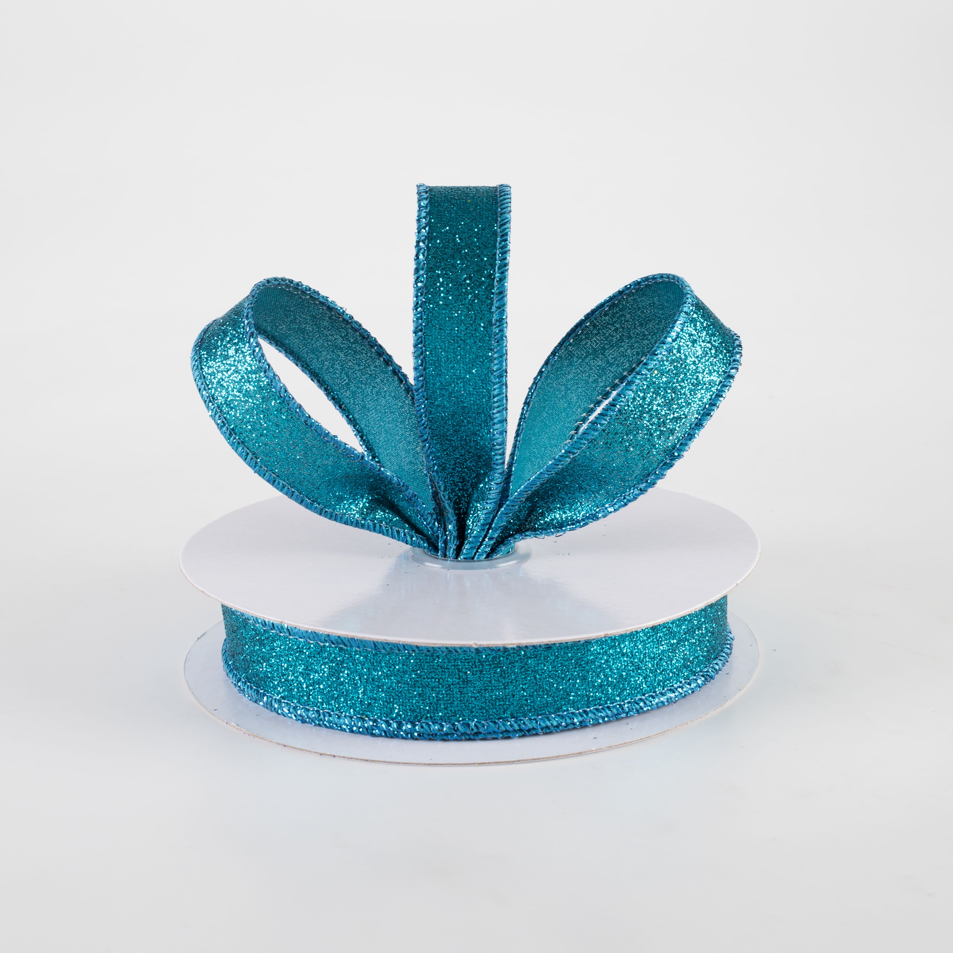 5/8" Shimmer Glitter Ribbon: Teal (10 Yards) Lifestyle Photo