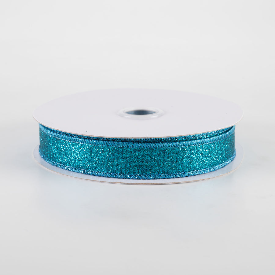 5/8" Shimmer Glitter Ribbon: Teal (10 Yards)