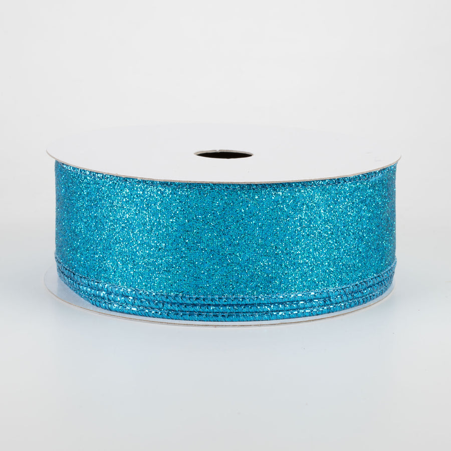 1.5" Shimmer Glitter Ribbon: Turquoise (10 Yards)