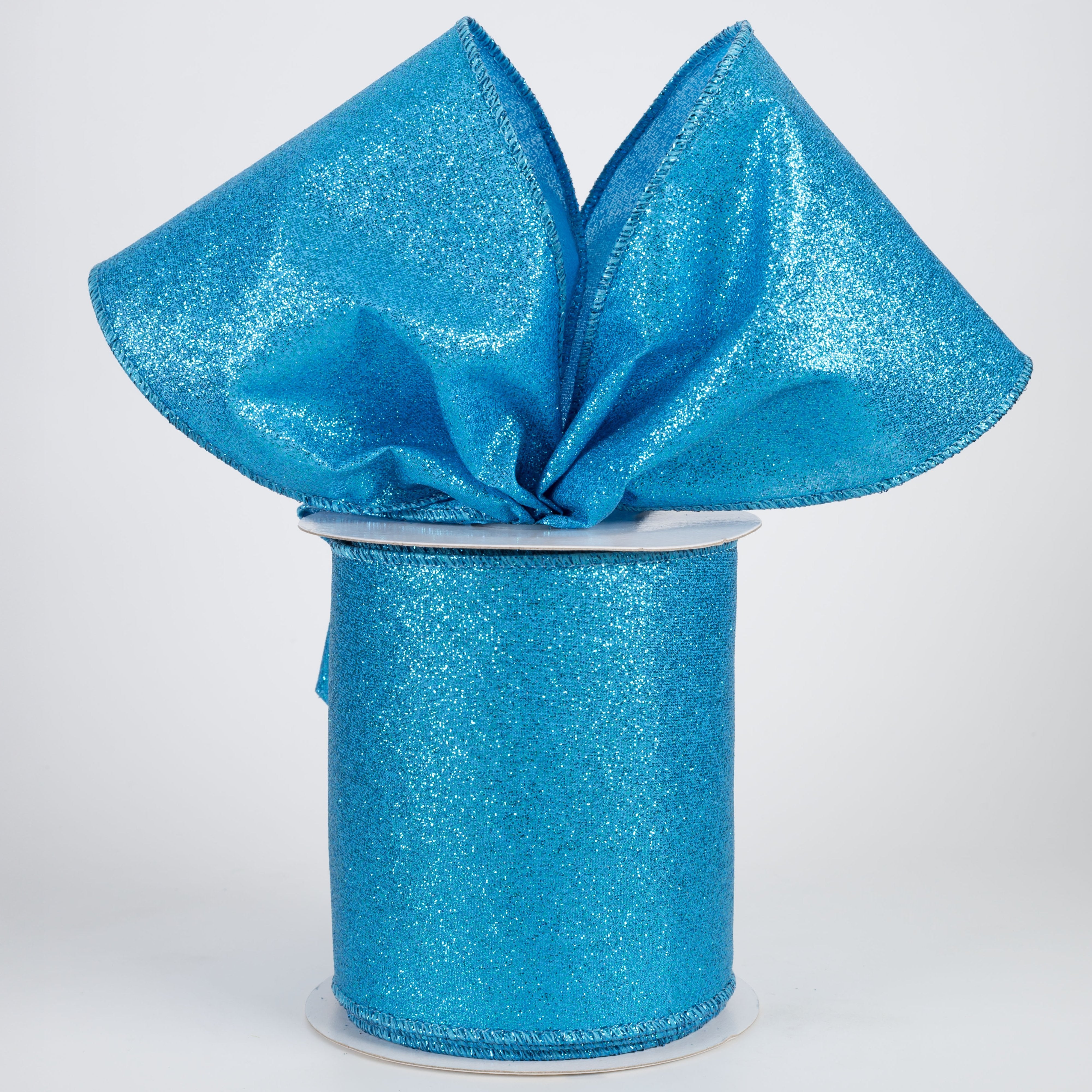 4" Shimmer Glitter Ribbon: Turquoise (10 Yards) Lifestyle Photo