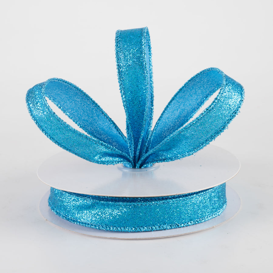 5/8" Shimmer Glitter Ribbon: Turquoise Blue (10 Yards) Lifestyle Photo