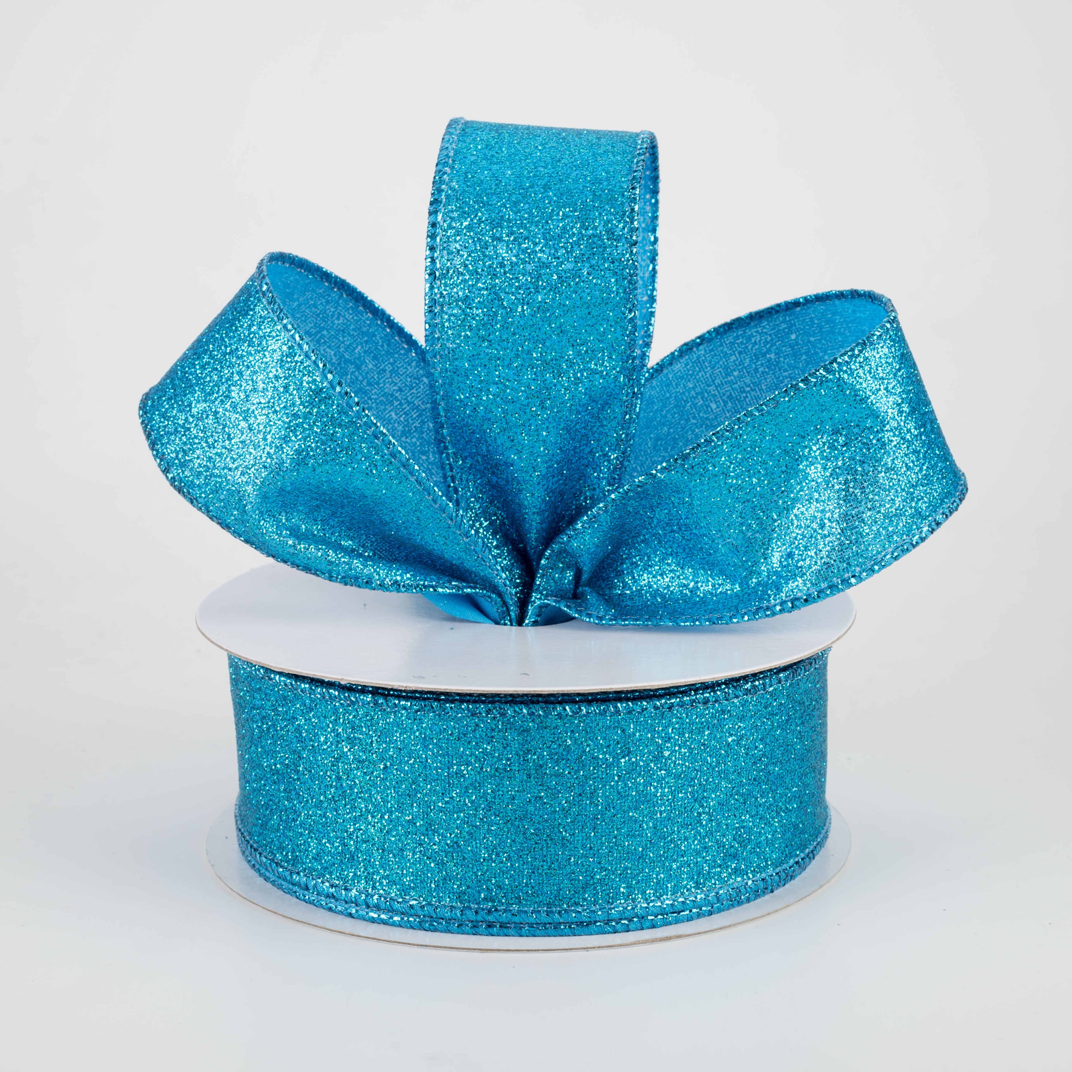 1.5" Shimmer Glitter Ribbon: Turquoise (10 Yards) Lifestyle Photo