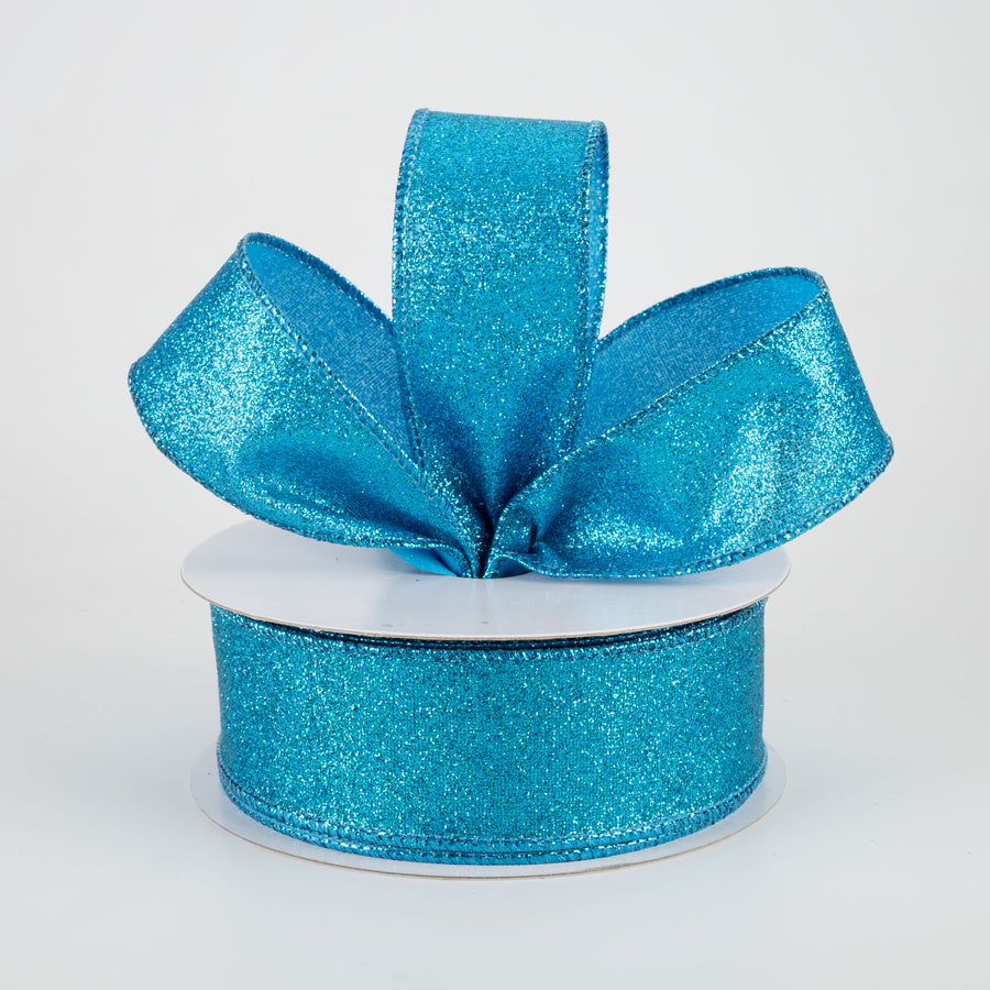 1.5" Shimmer Glitter Ribbon: Turquoise (10 Yards) Lifestyle Photo