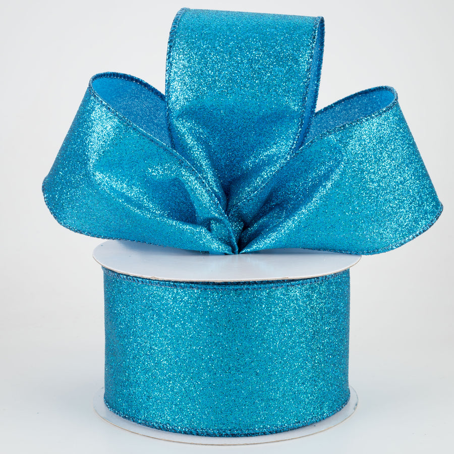 2.5" Shimmer Glitter Ribbon: Turquoise (10 Yards) Lifestyle Photo